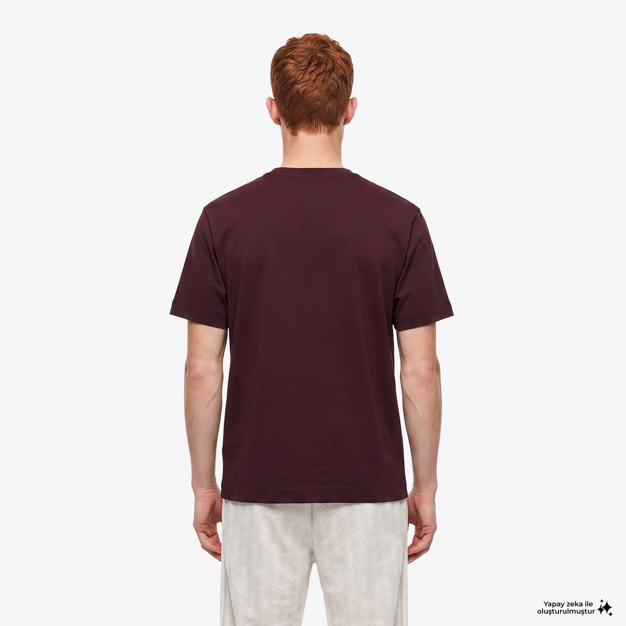 Erkek Oversize Fit Bisiklet Yaka Bordo T-Shirt