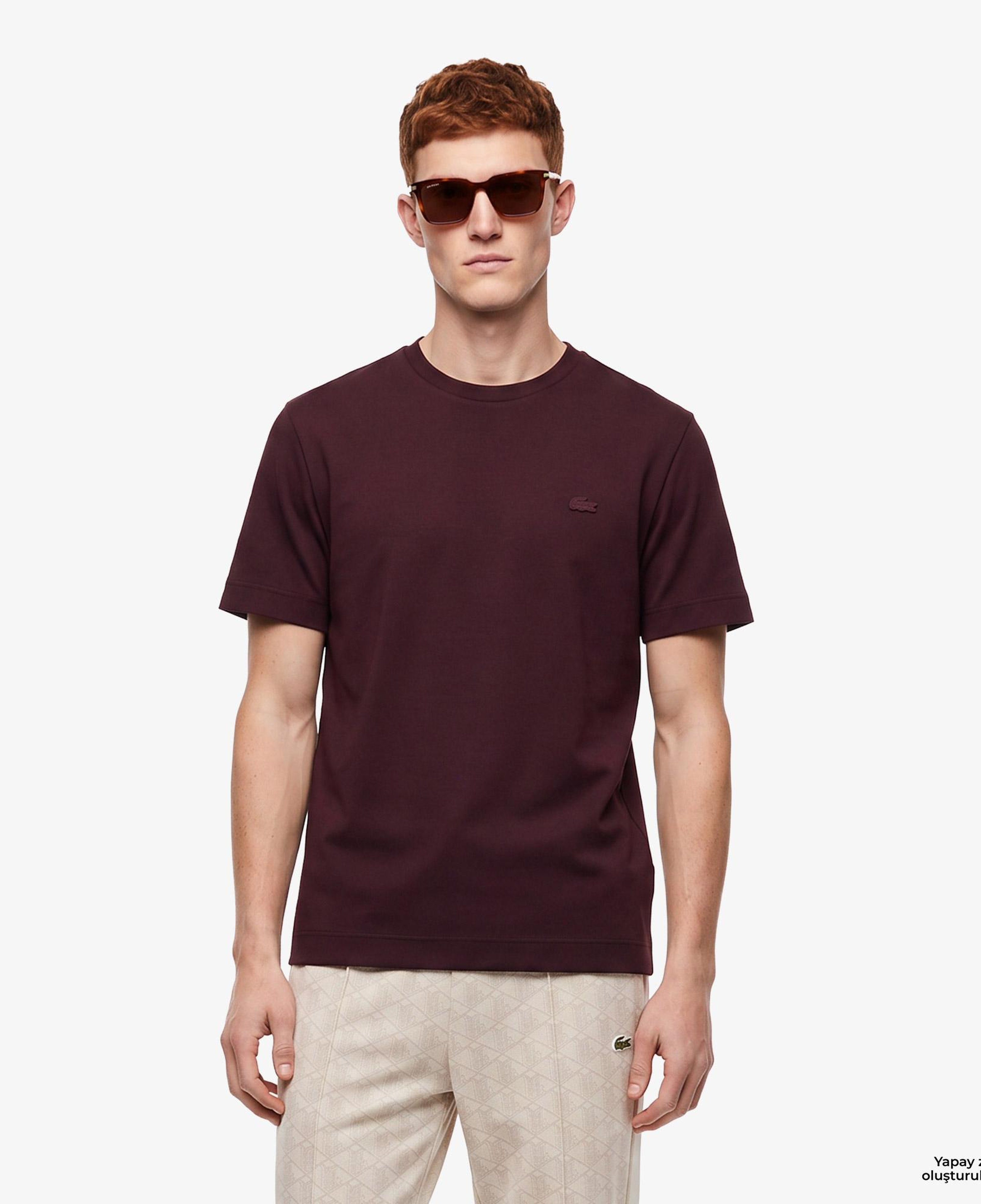 Erkek Oversize Fit Bisiklet Yaka Bordo T-Shirt