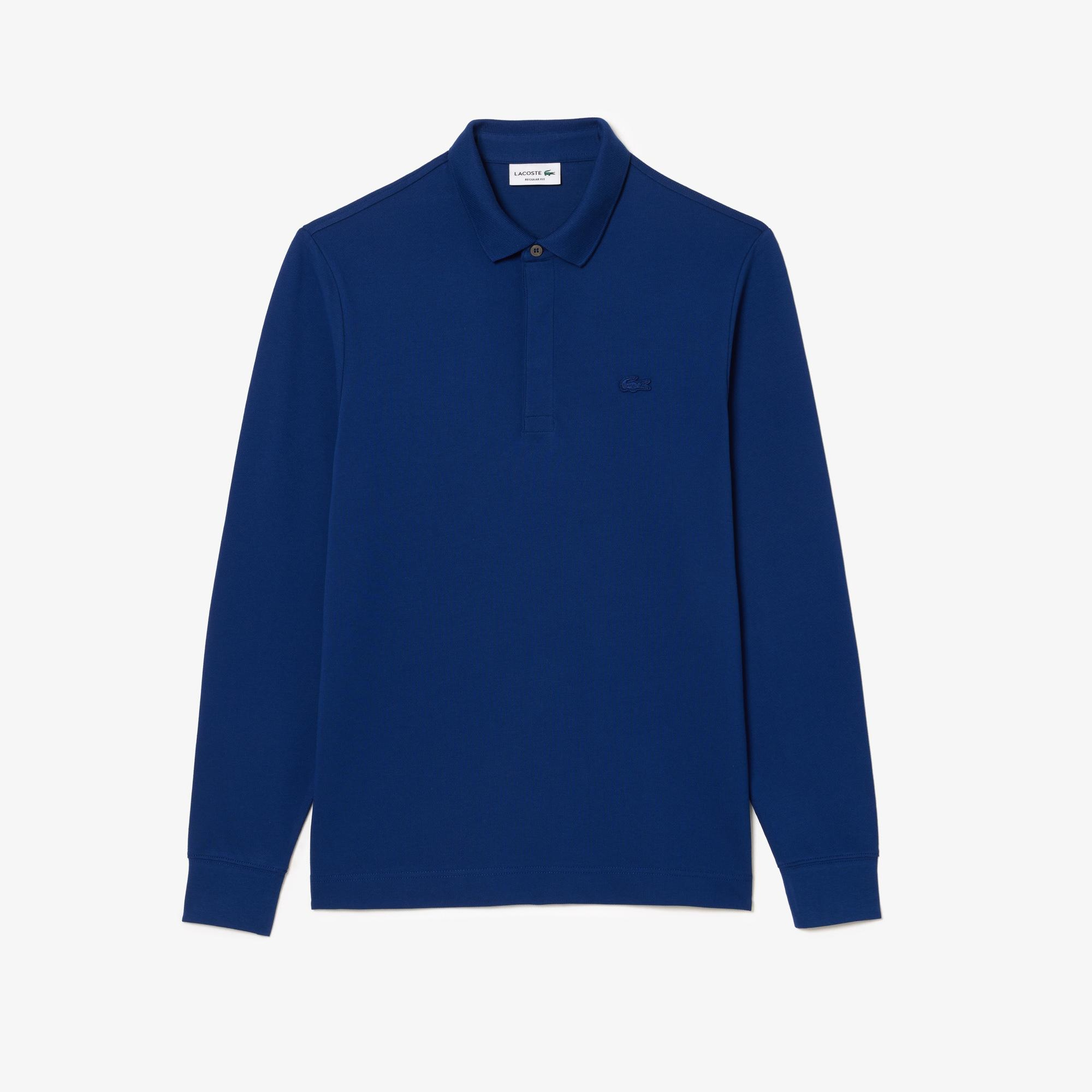 Erkek Regular Fit Uzun Kollu Koyu Mavi Paris Polo