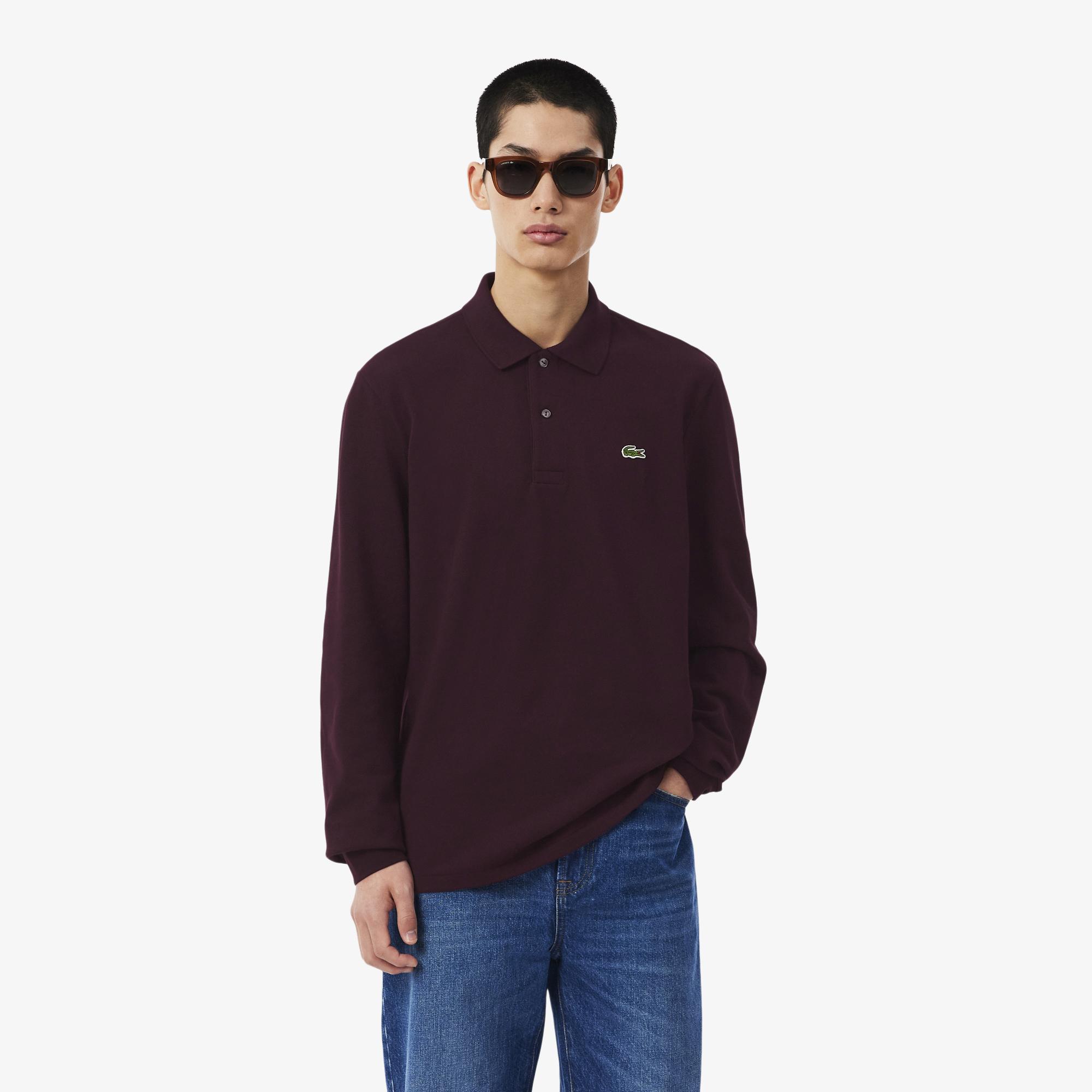 L.12.12 Erkek Classic Fit Uzun Kollu Bordo Polo