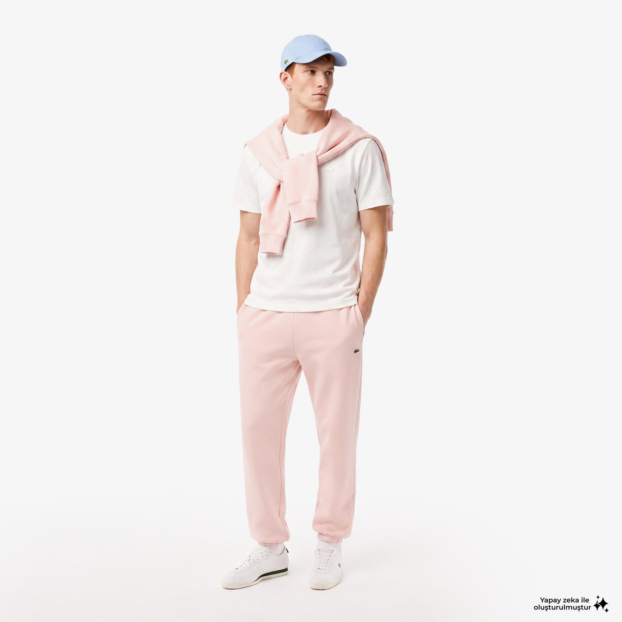 Erkek Relaxed Fit Bisiklet Yaka Monogram Beyaz T-Shirt