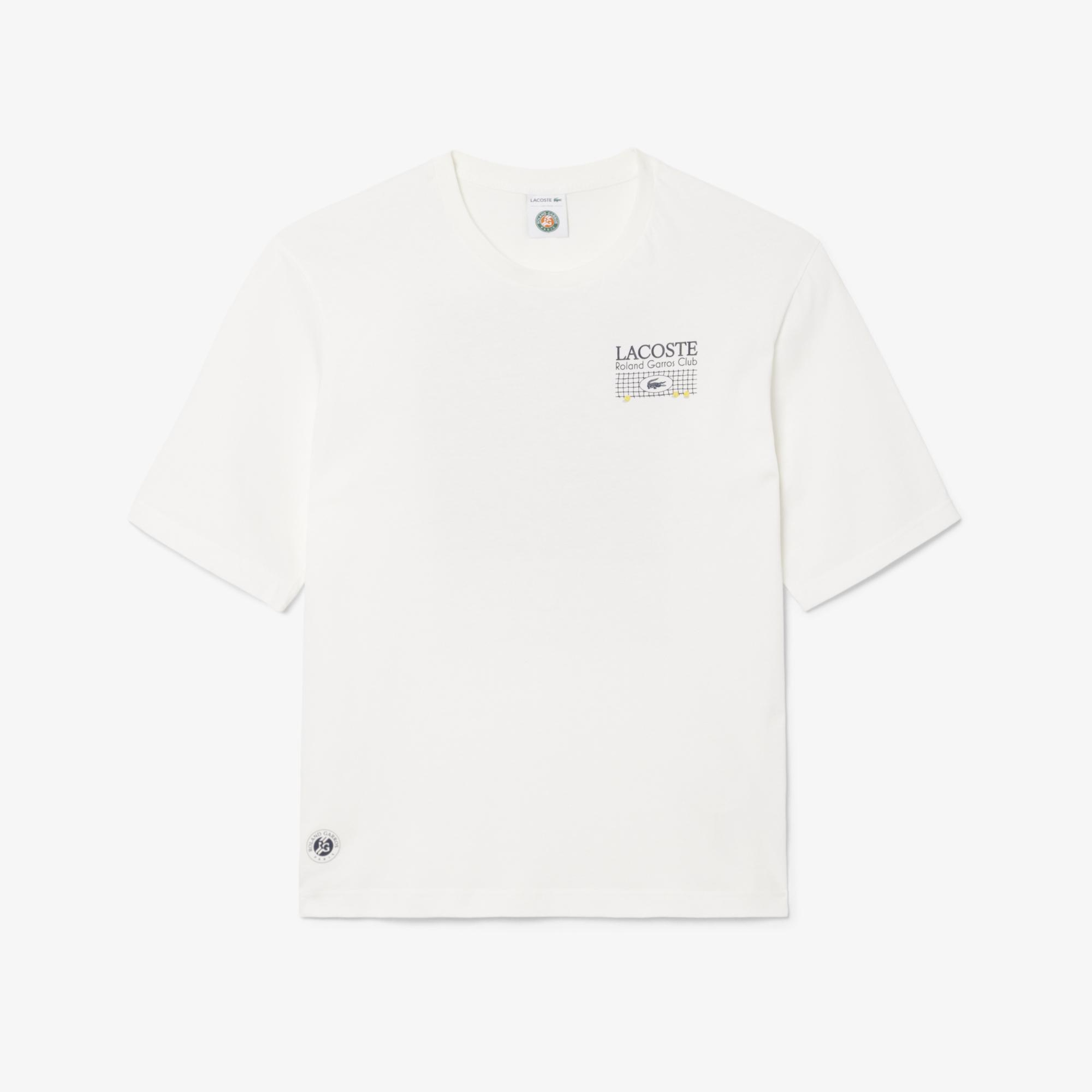 Roland-Garros Erkek Relaxed Fit Baskılı Beyaz T-Shirt
