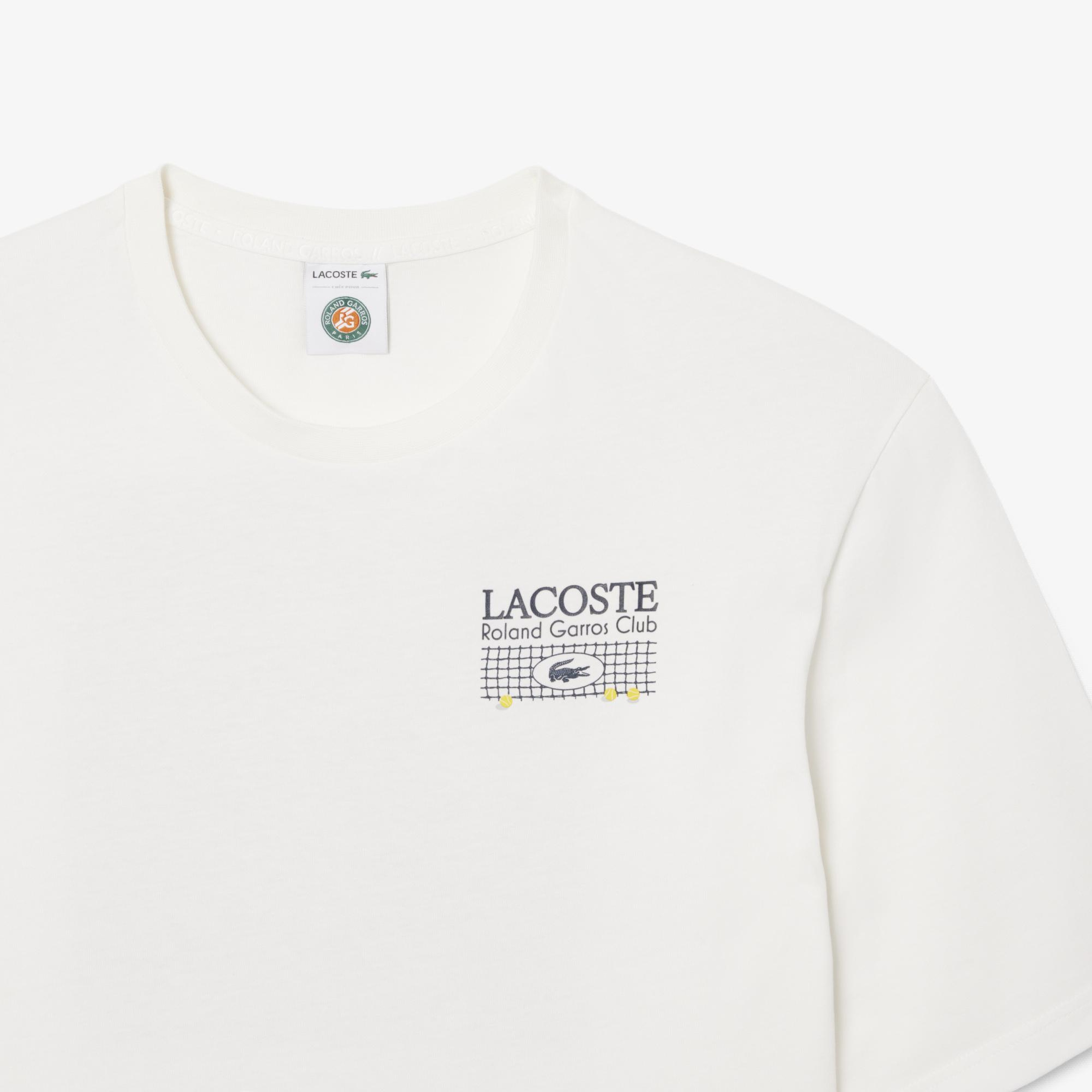 Roland-Garros Erkek Relaxed Fit Baskılı Beyaz T-Shirt