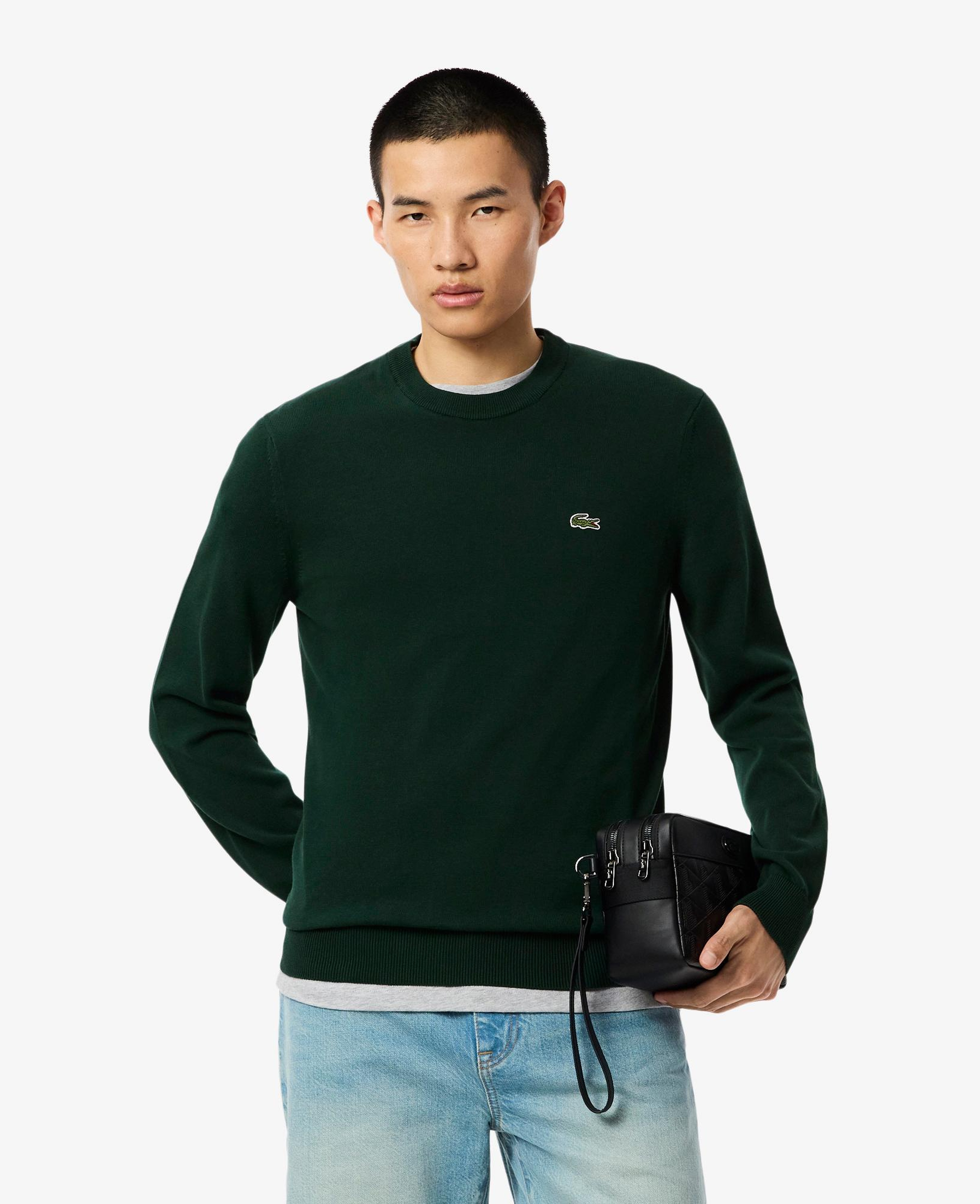 Lacoste Erkek Regular Fit Bisiklet Yaka Koyu Yeşil Kazak