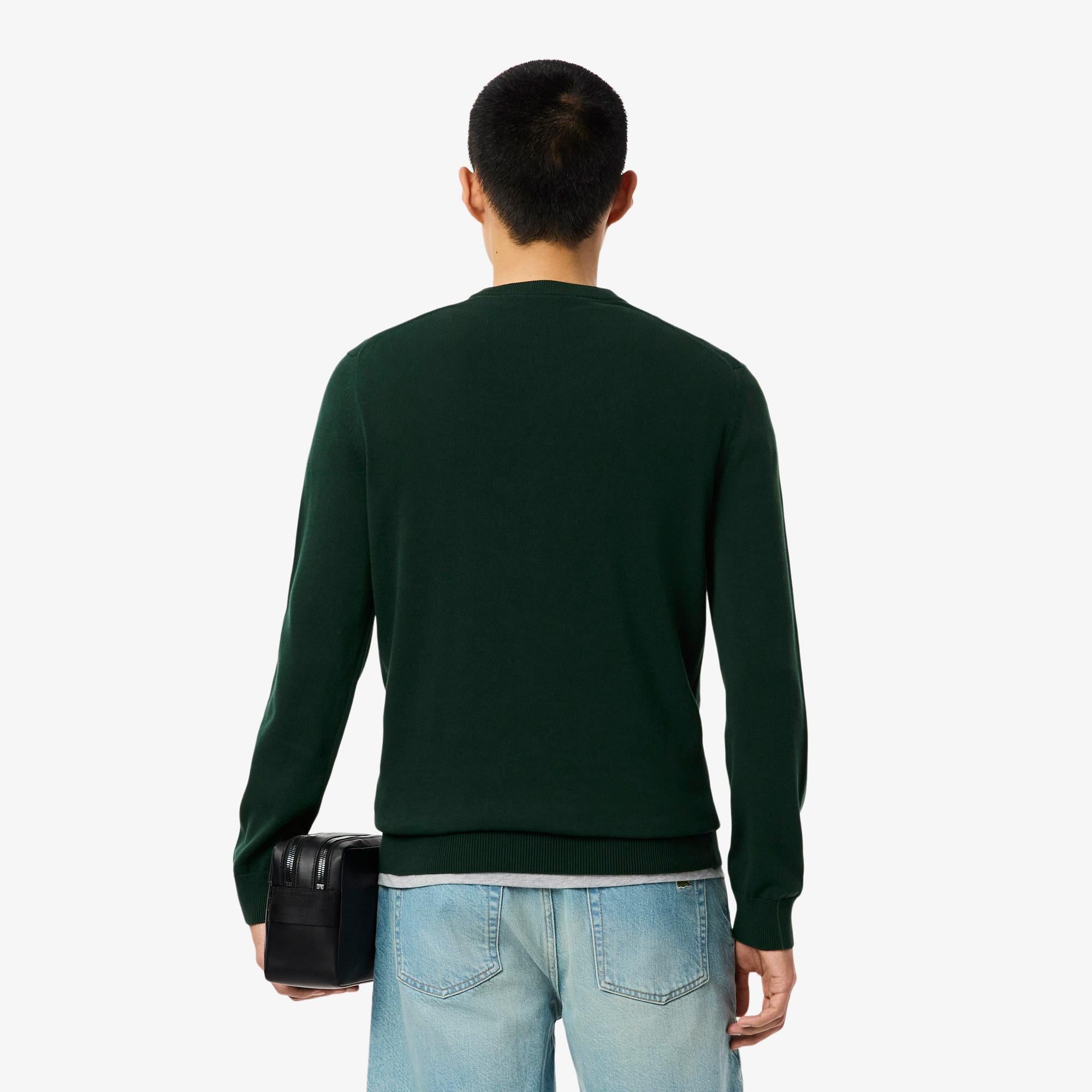 Lacoste Erkek Regular Fit Bisiklet Yaka Koyu Yeşil Kazak