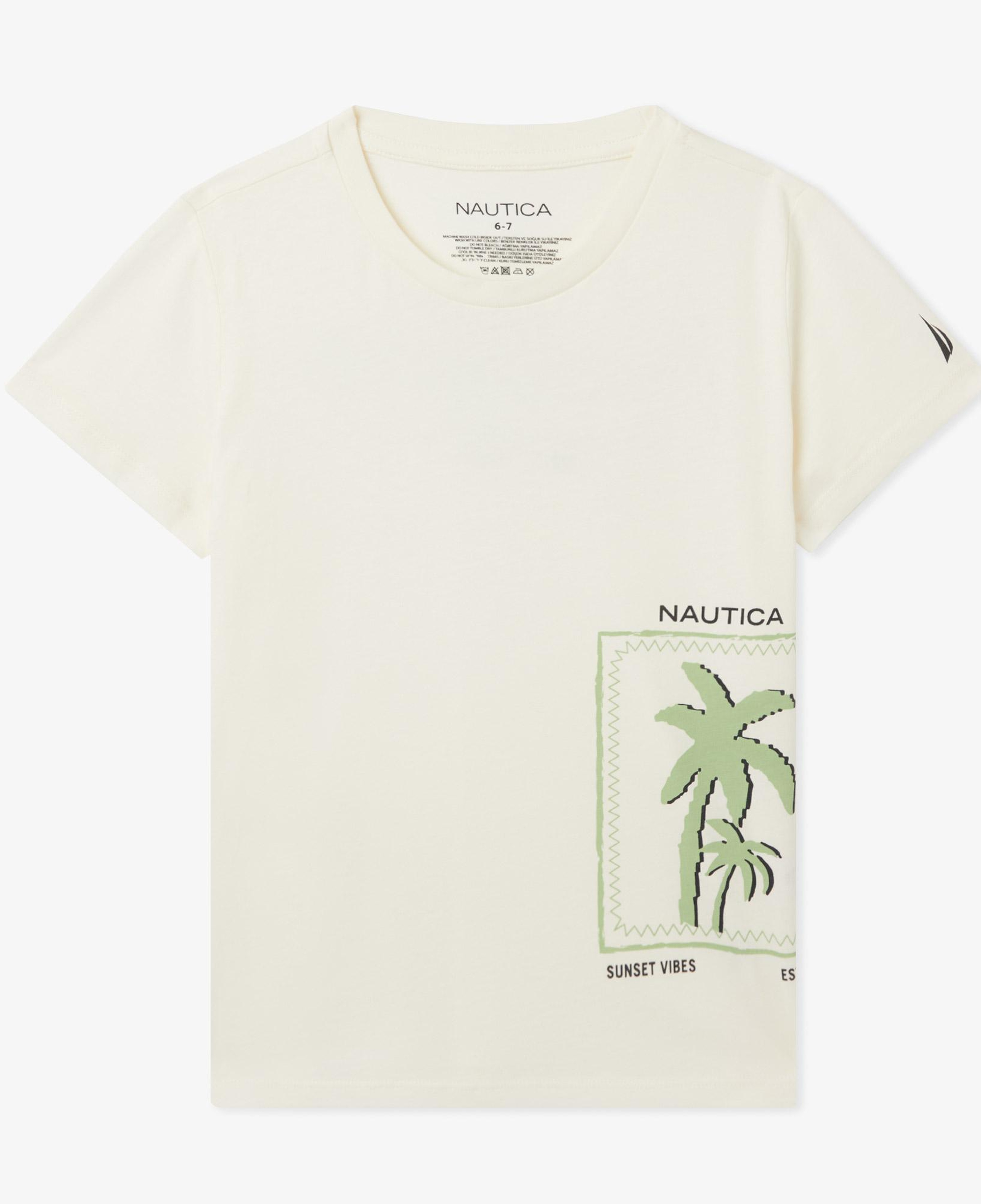 Nautica Erkek Çocuk Krem Regular Fit Baskılı T-Shirt