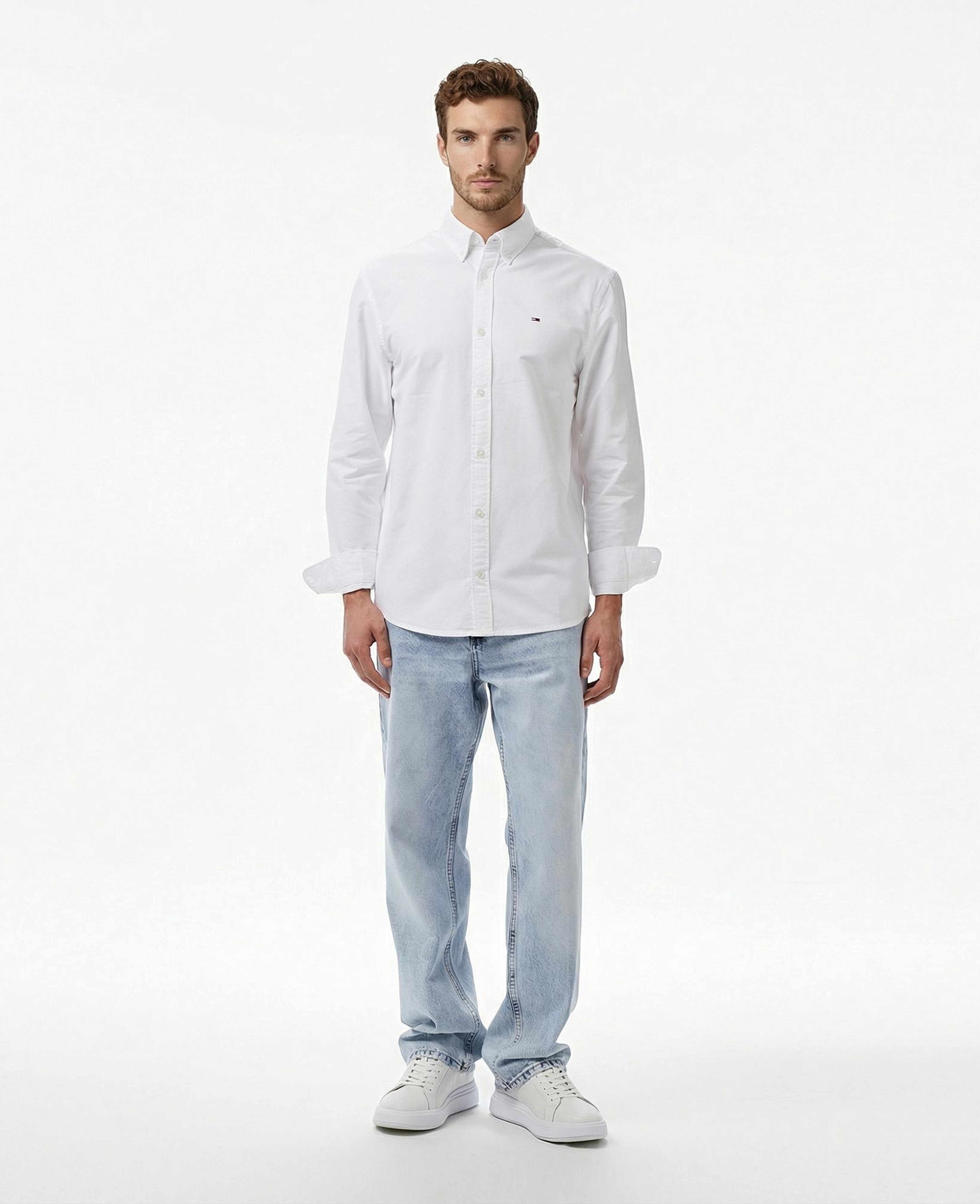 Tommy Hilfiger Oxford Erkek Beyaz Gömlek