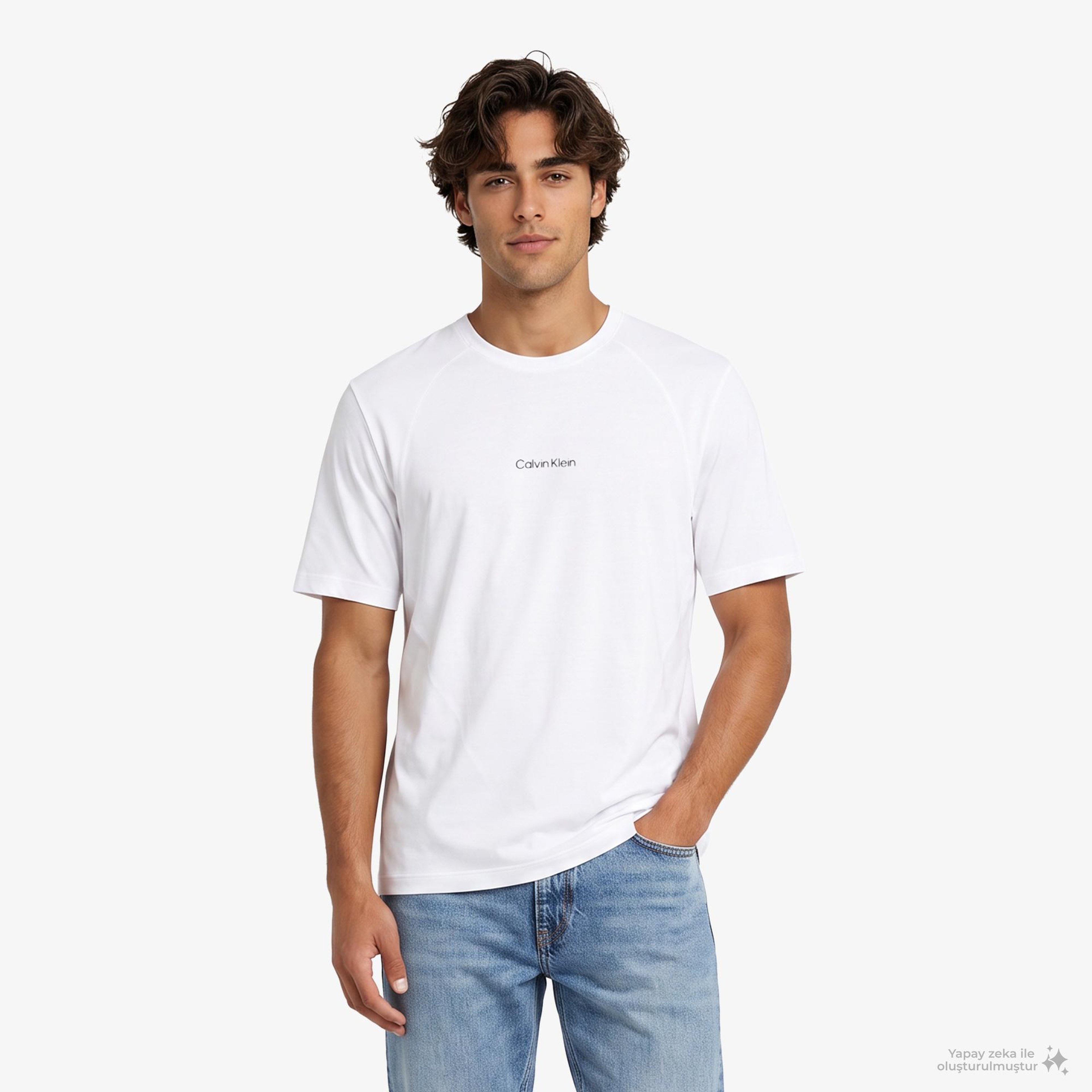 Calvin Klein Crew Neck Erkek Beyaz T-Shirt