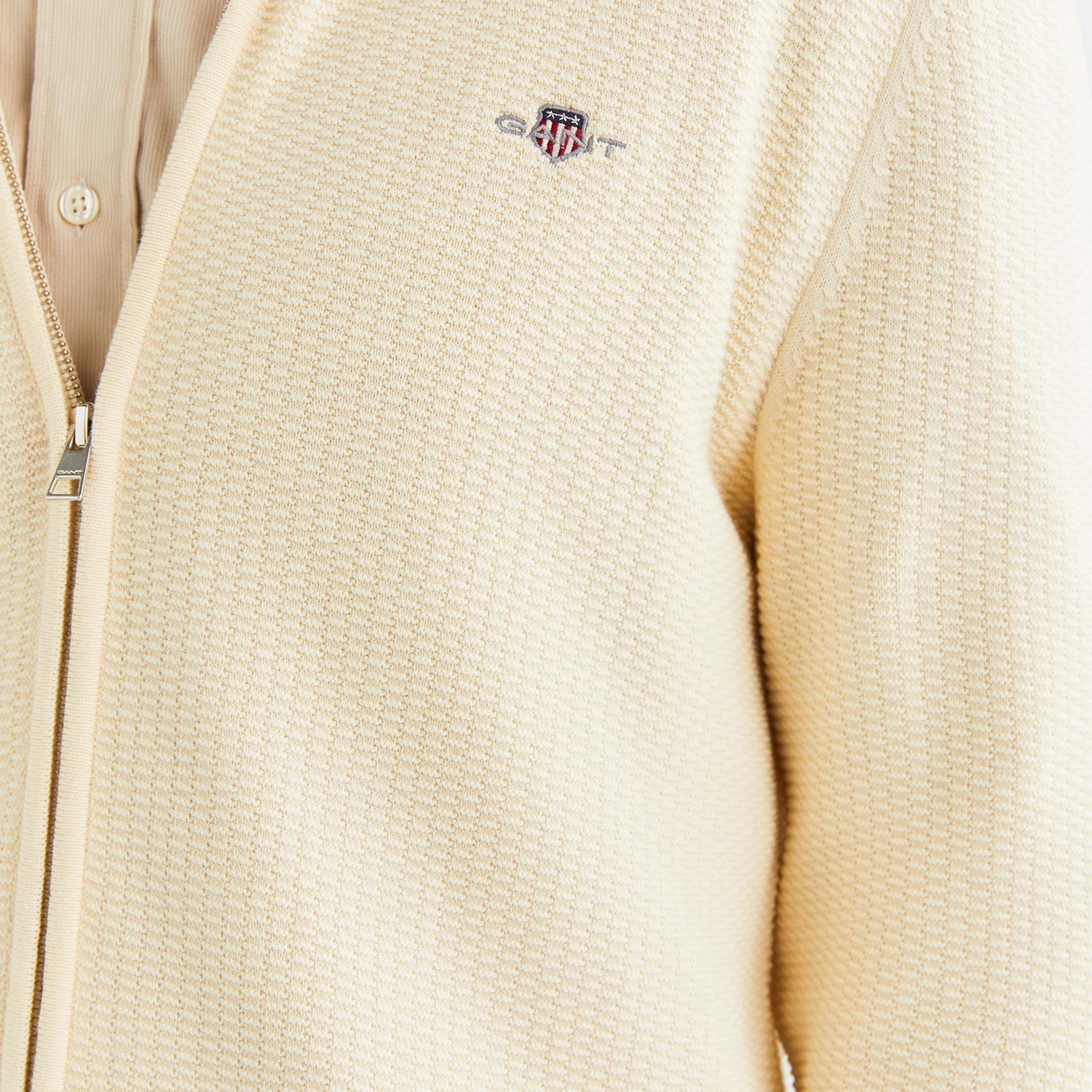 GANT Erkek Krem Regular Fit Fermuarlı Hırka