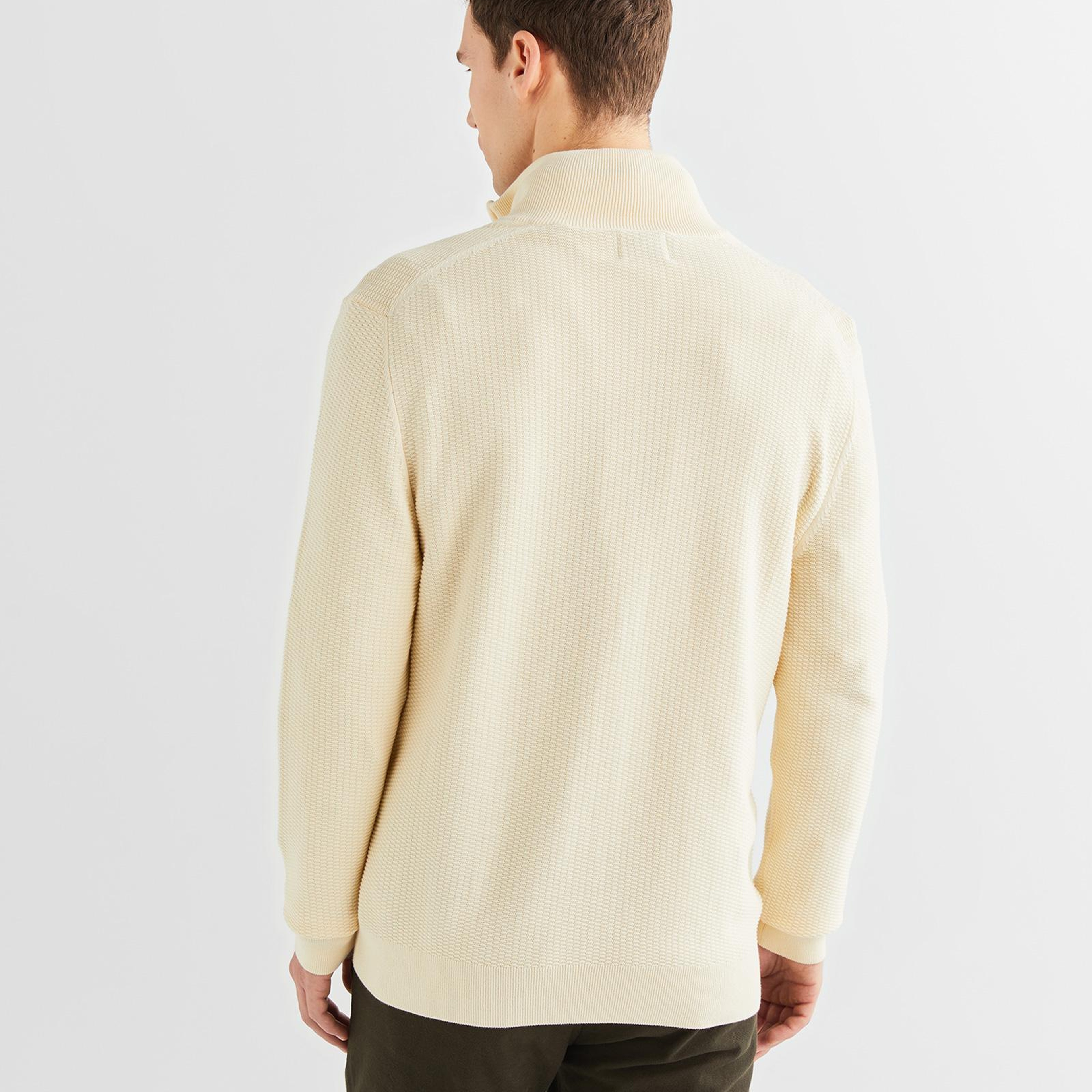 GANT Erkek Krem Regular Fit Fermuarlı Hırka