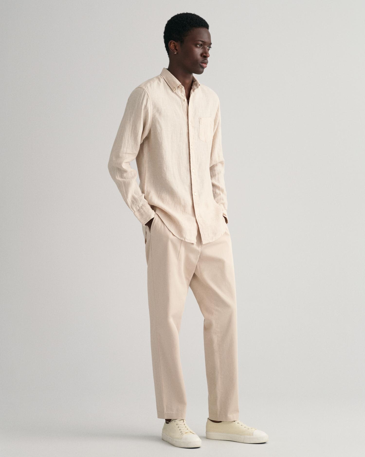 GANT Erkek Bej Regular Fit Keten Gömlek