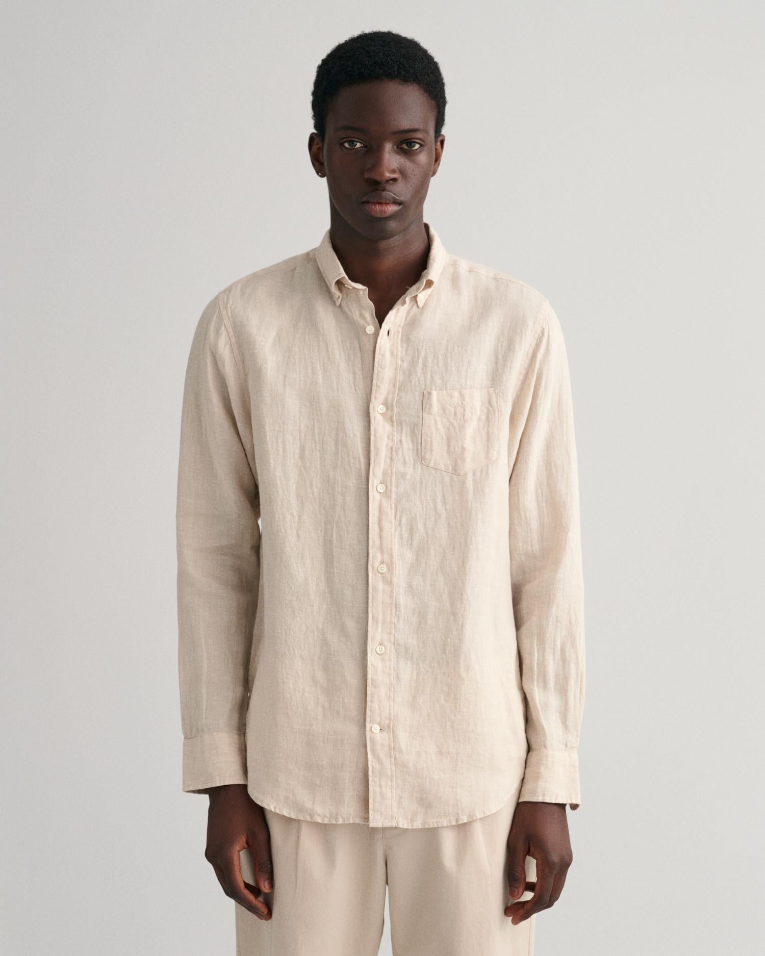 GANT Erkek Bej Regular Fit Keten Gömlek