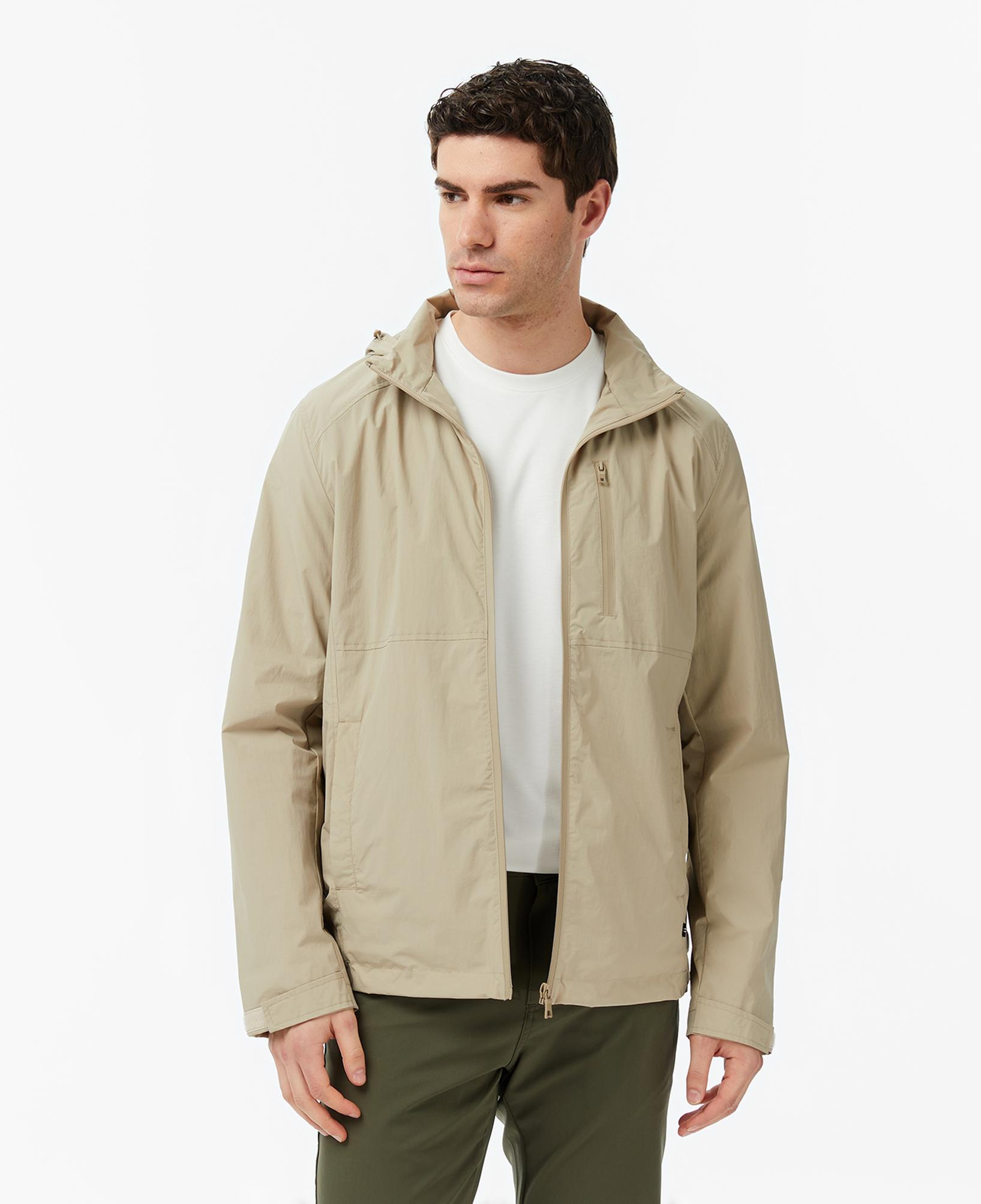Nautica Erkek Bej Regular Fit ik Yaka Gizli Kapüşonlu Su İtici Yağmurluk
