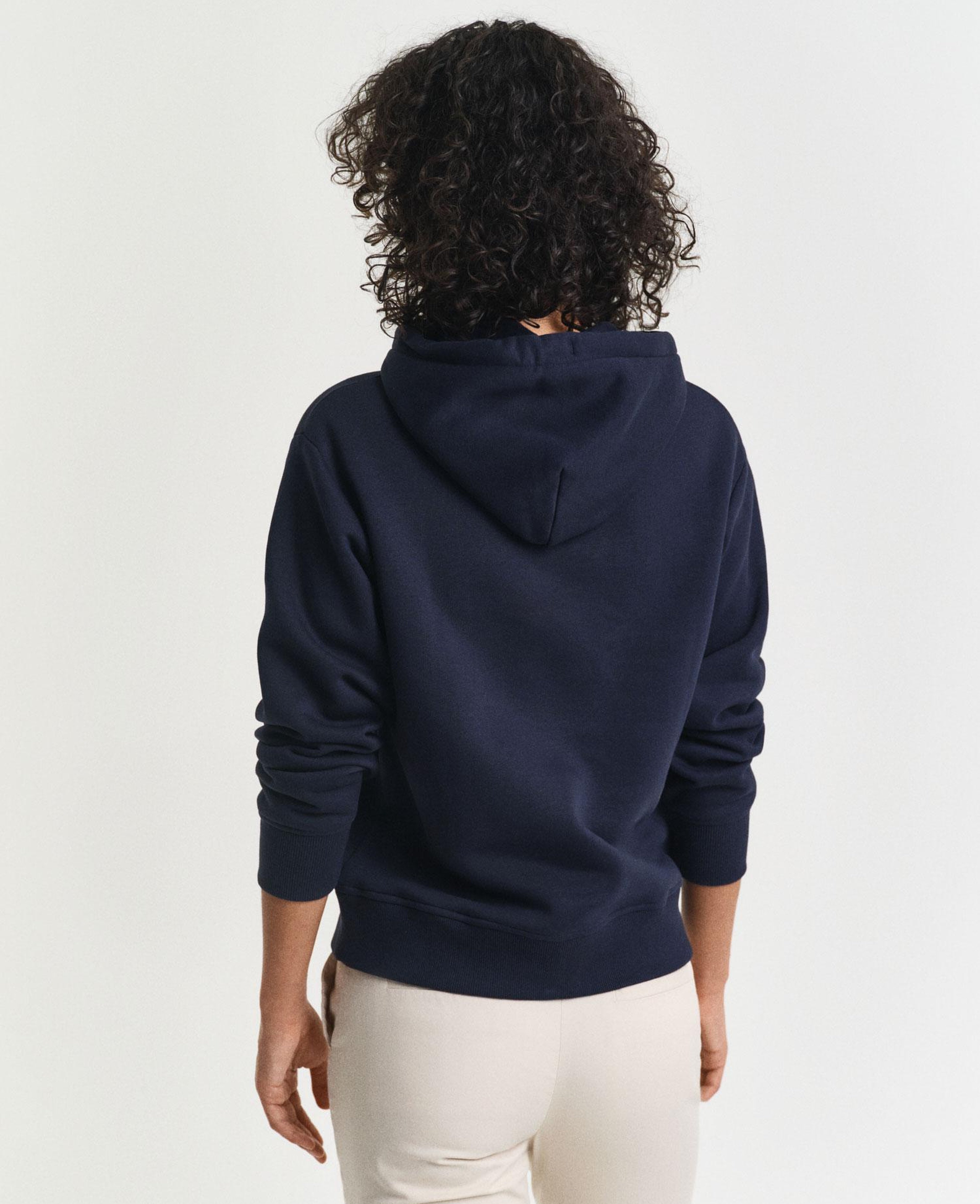 GANT Kadın Lacivert Relaxed Fit Kapüşonlu Logolu Sweatshirt