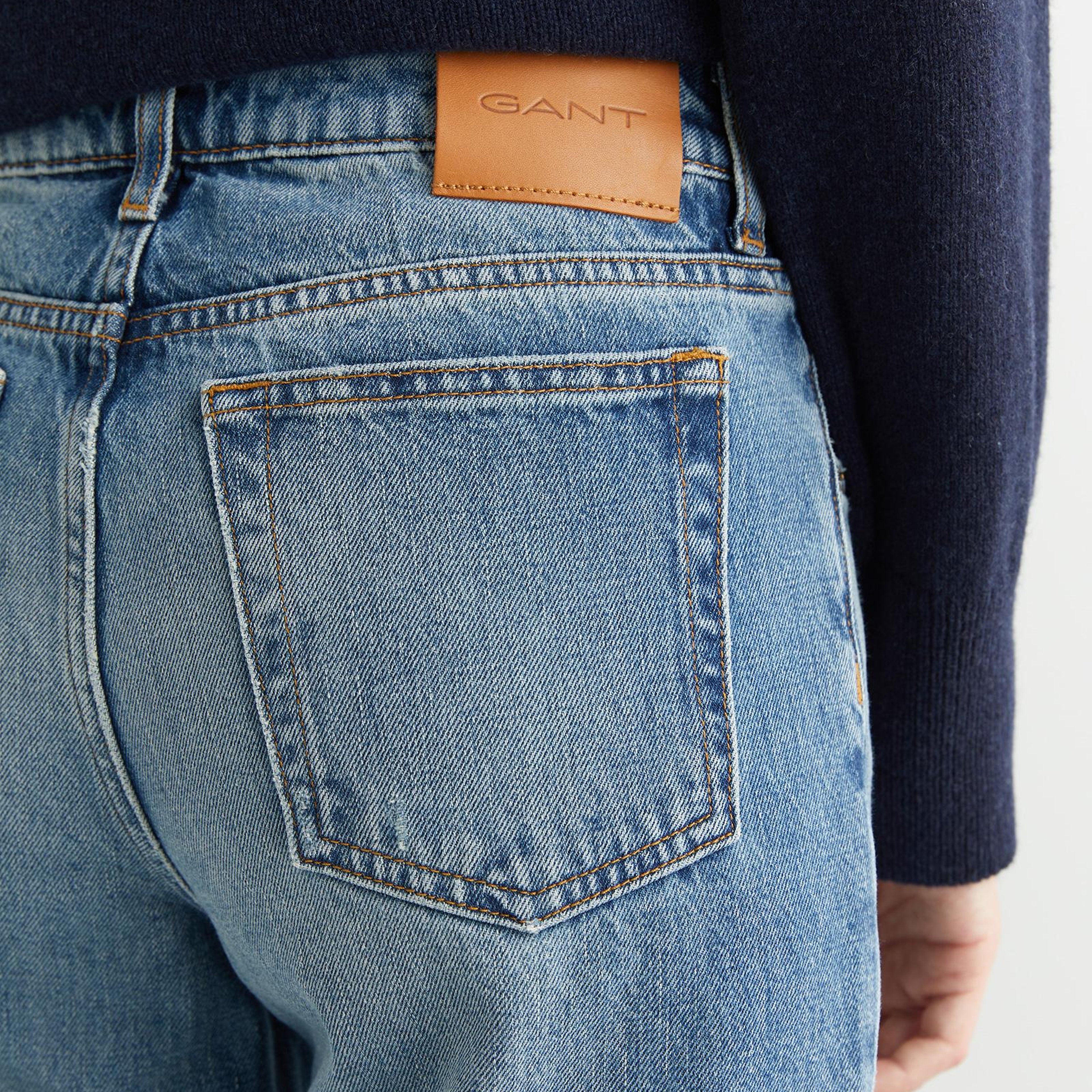GANT Kadın Mavi Straight Fit Jean Pantolon