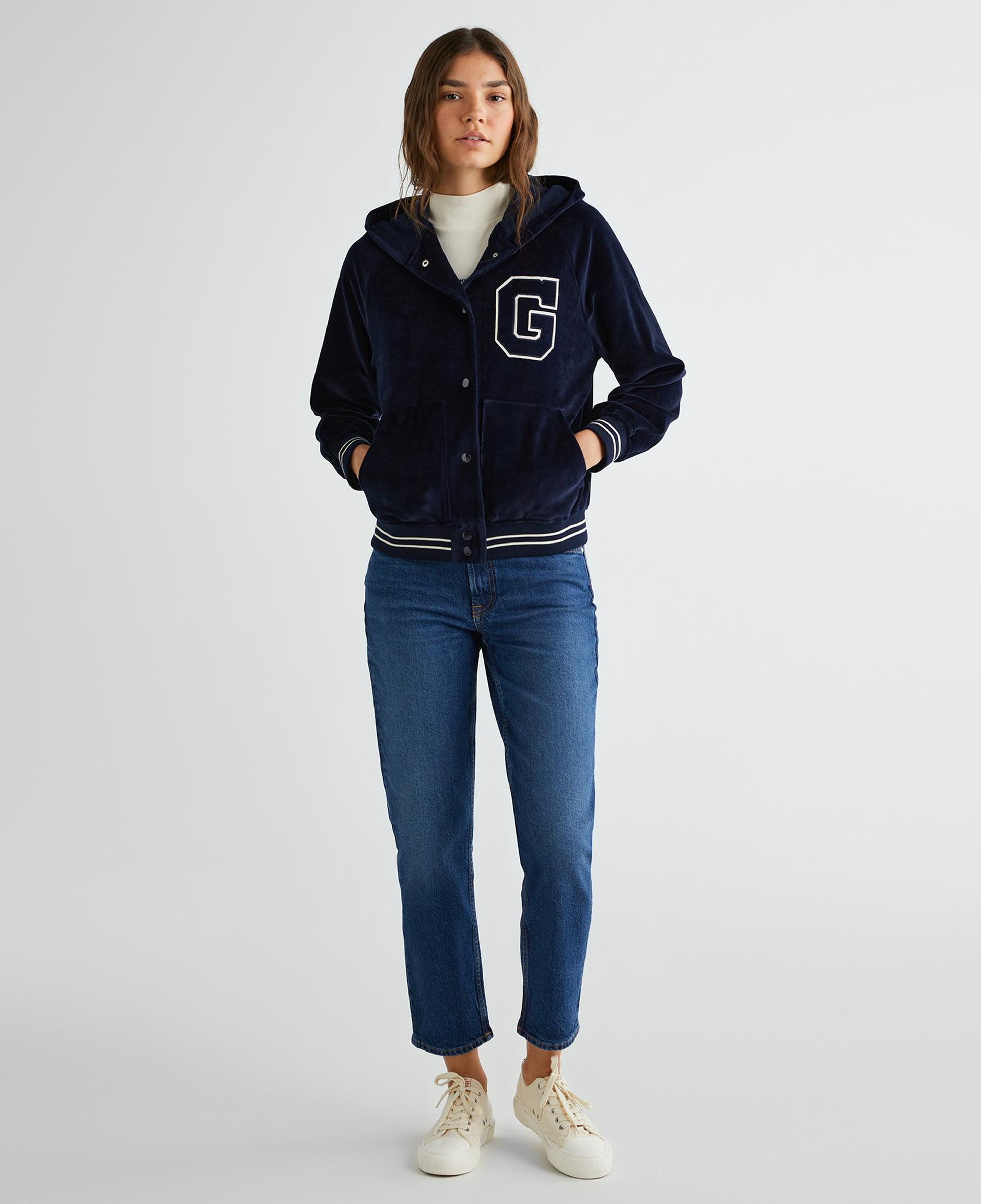 GANT Kadın Lacivert Relaxed Fit Kapüşonlu Logolu Sweatshirt
