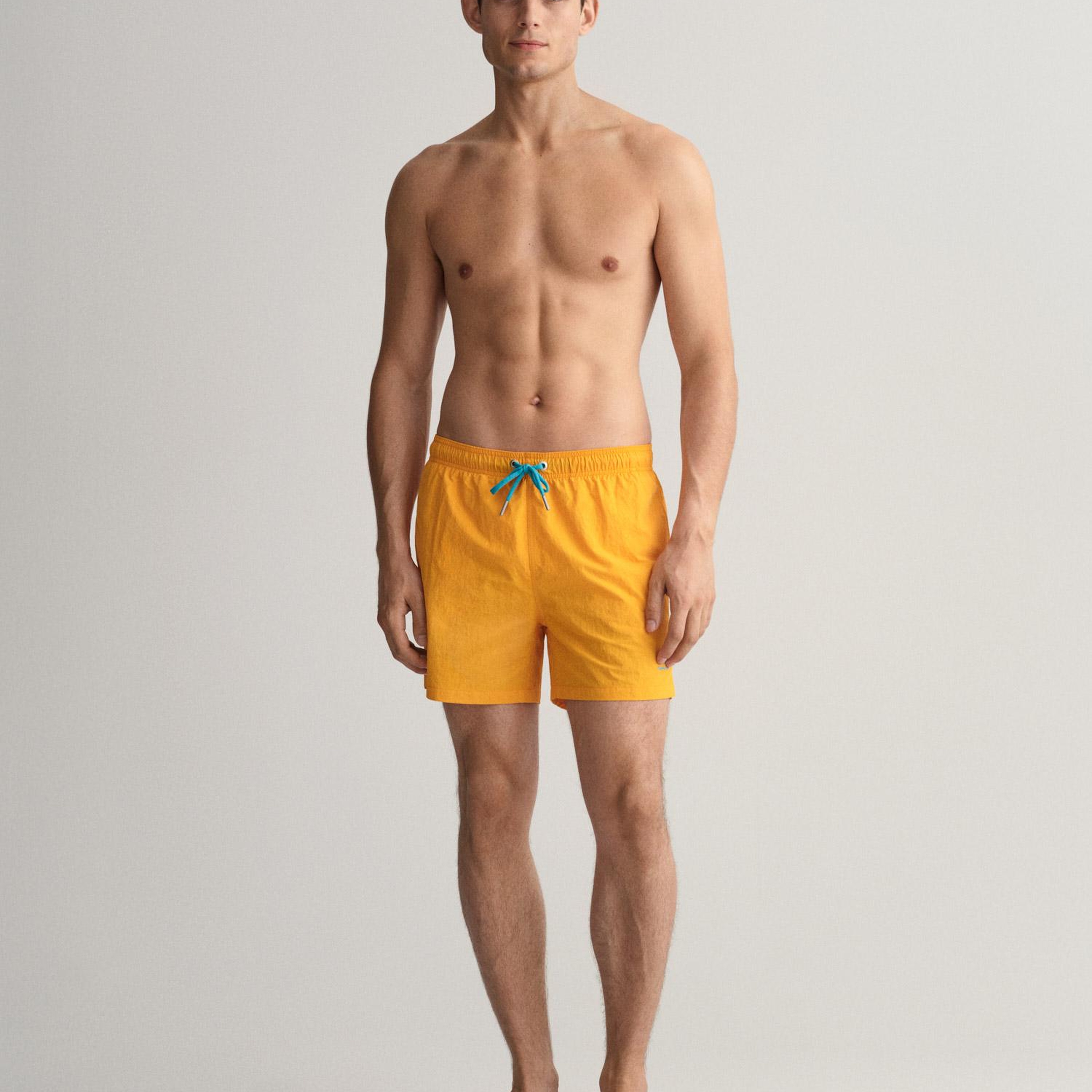 GANT Erkek Turuncu Classic Fit Deniz Şortu