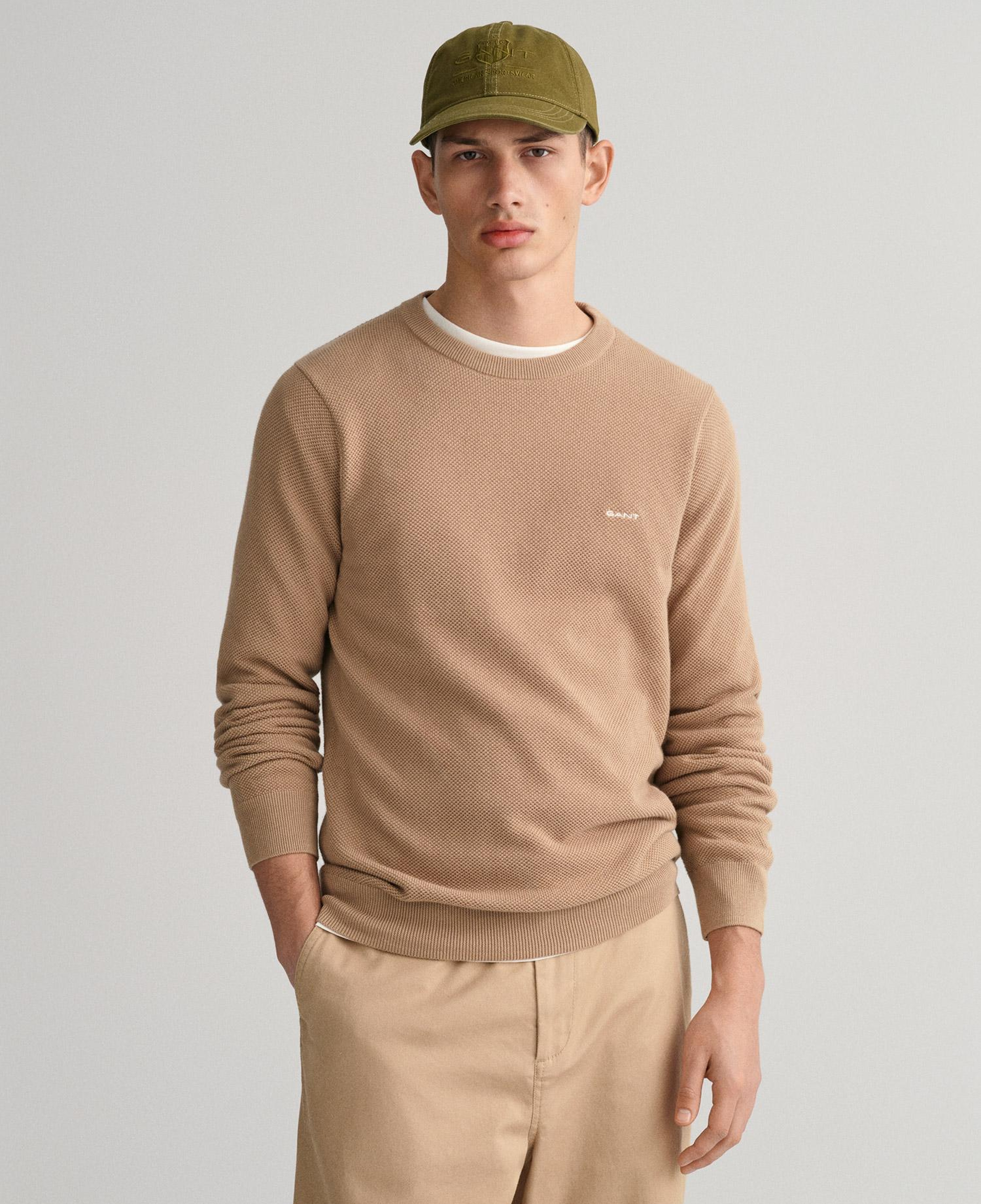 GANT Erkek Bej Regular Fit Bisiklet Yaka Kazak
