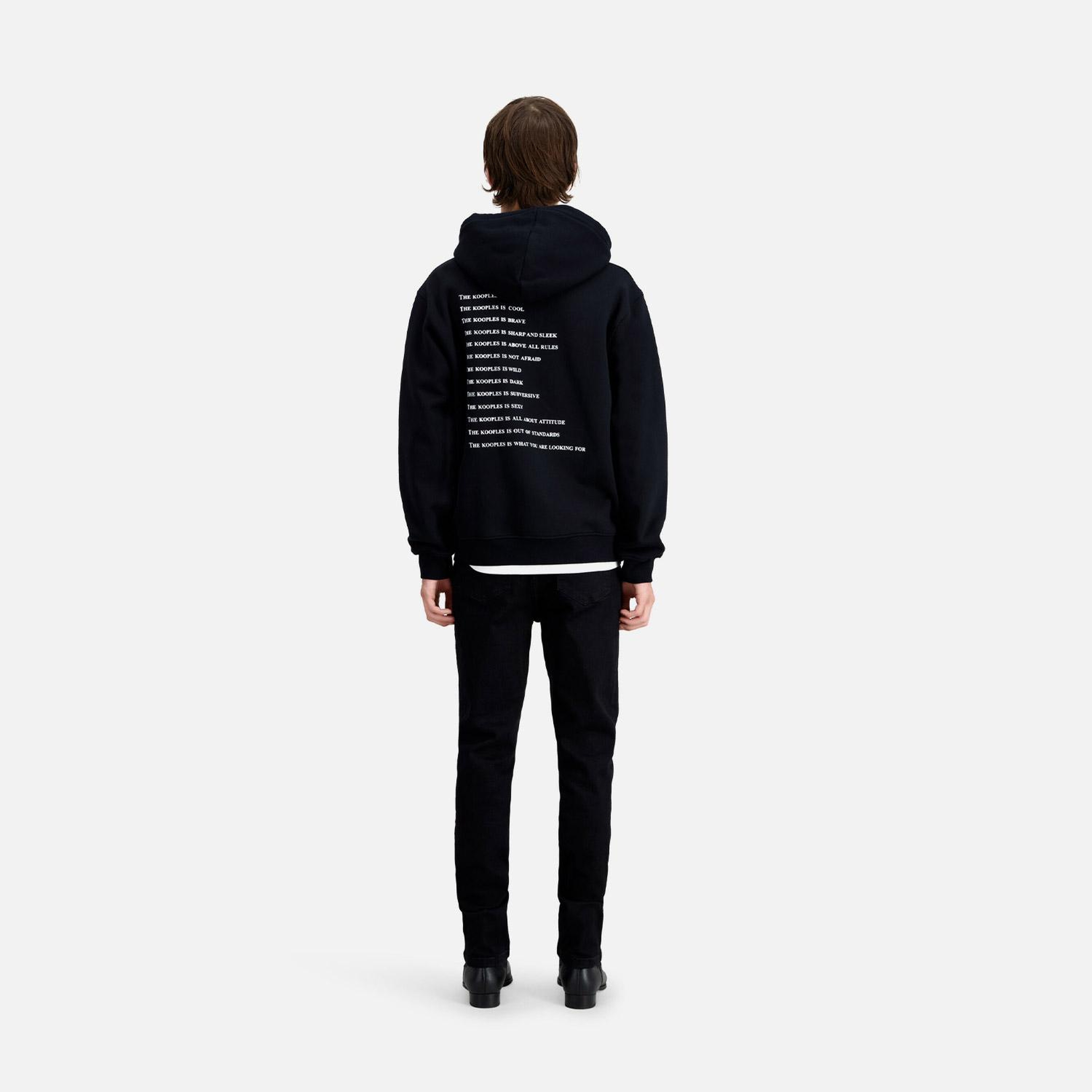 ERKEK BASKILI FERMUARLI SİYAH SWEATSHIRT