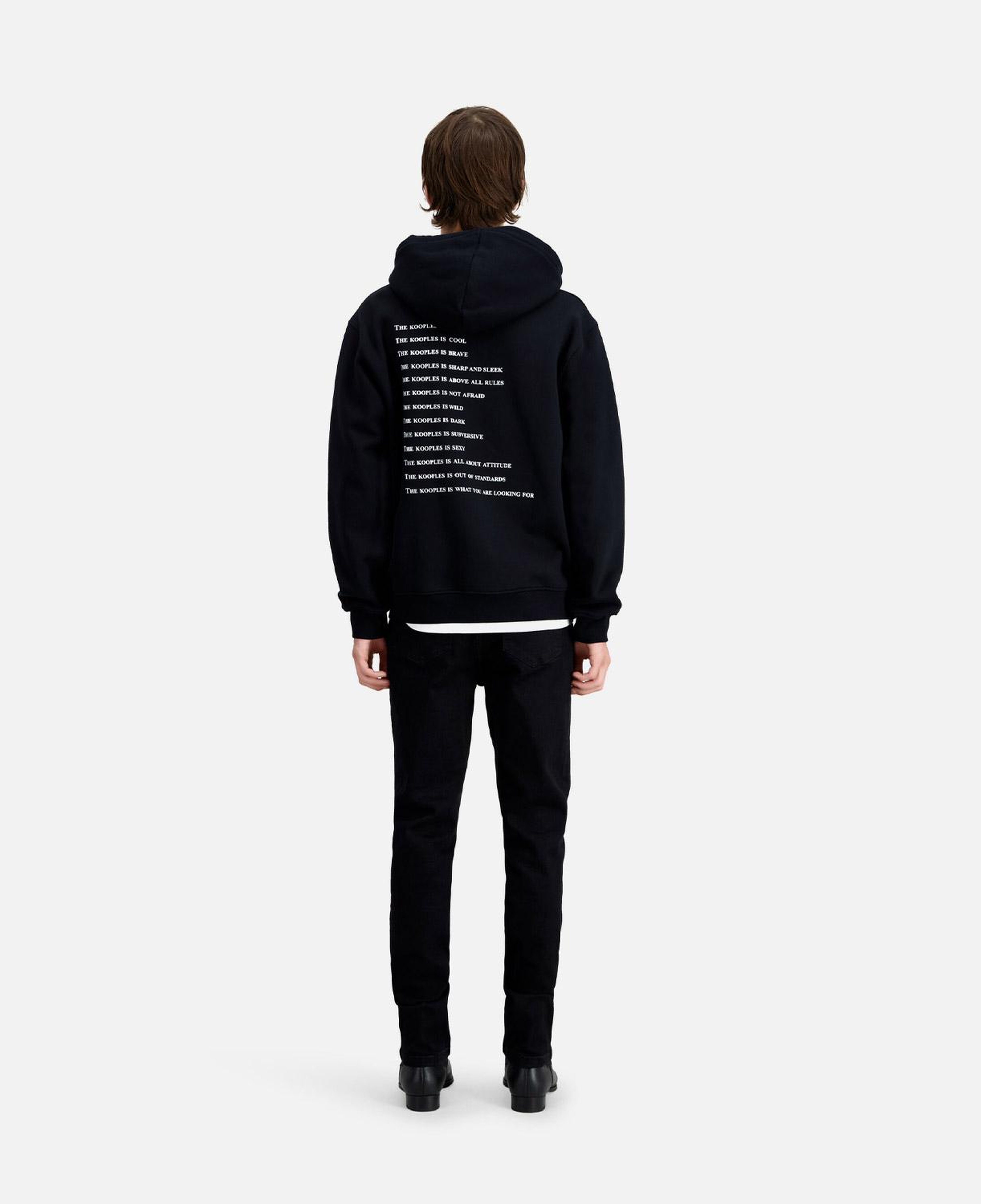 ERKEK BASKILI FERMUARLI SİYAH SWEATSHIRT
