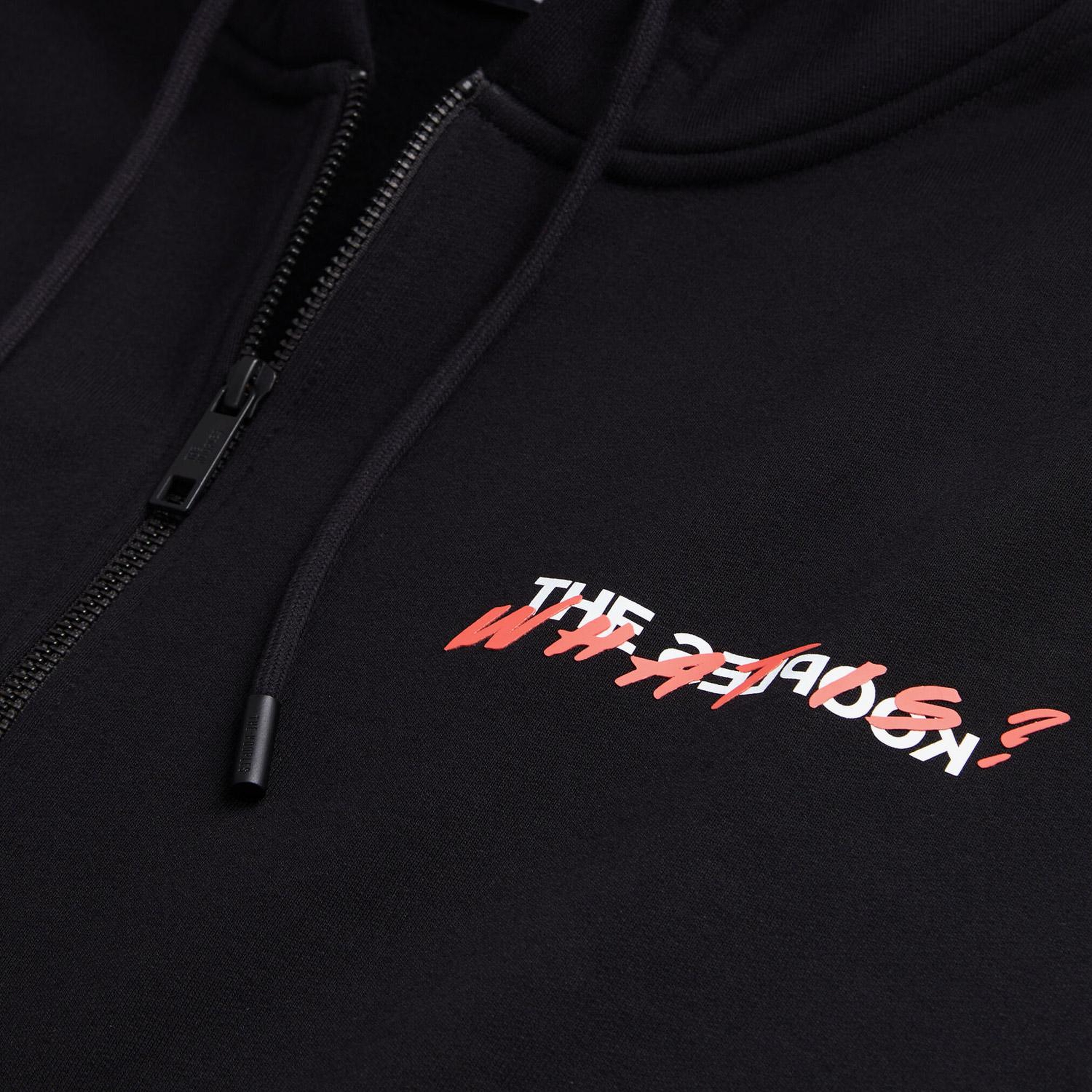 ERKEK BASKILI FERMUARLI SİYAH SWEATSHIRT