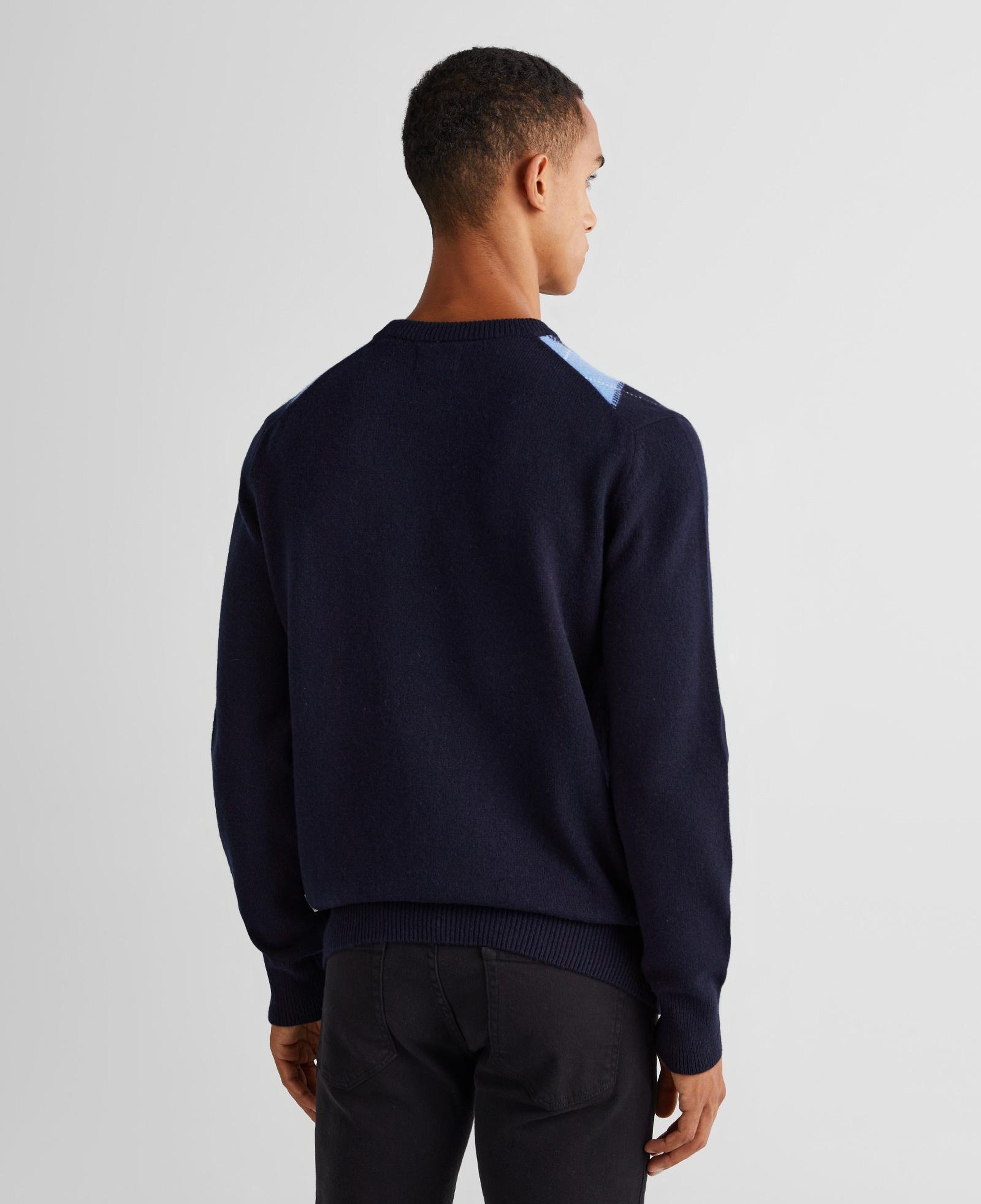 GANT Erkek Lacivert Regular Fit Bisiklet Yaka Desenli Yün Kazak