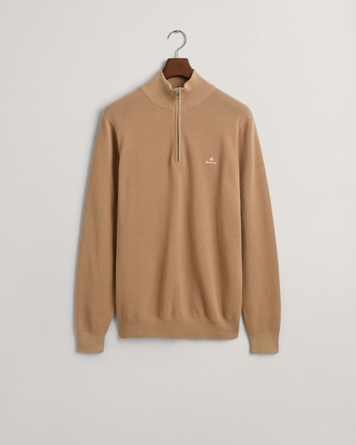 GANT Erkek Bej Regular Fit Yarım Fermuarlı Kazak