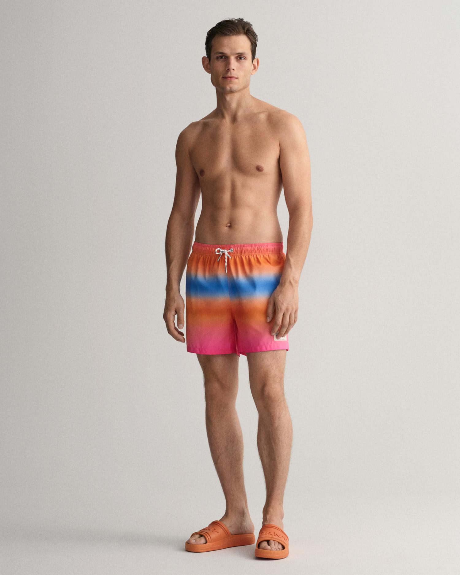 GANT Erkek Pembe Classic Fit Desenli Mayo Şort