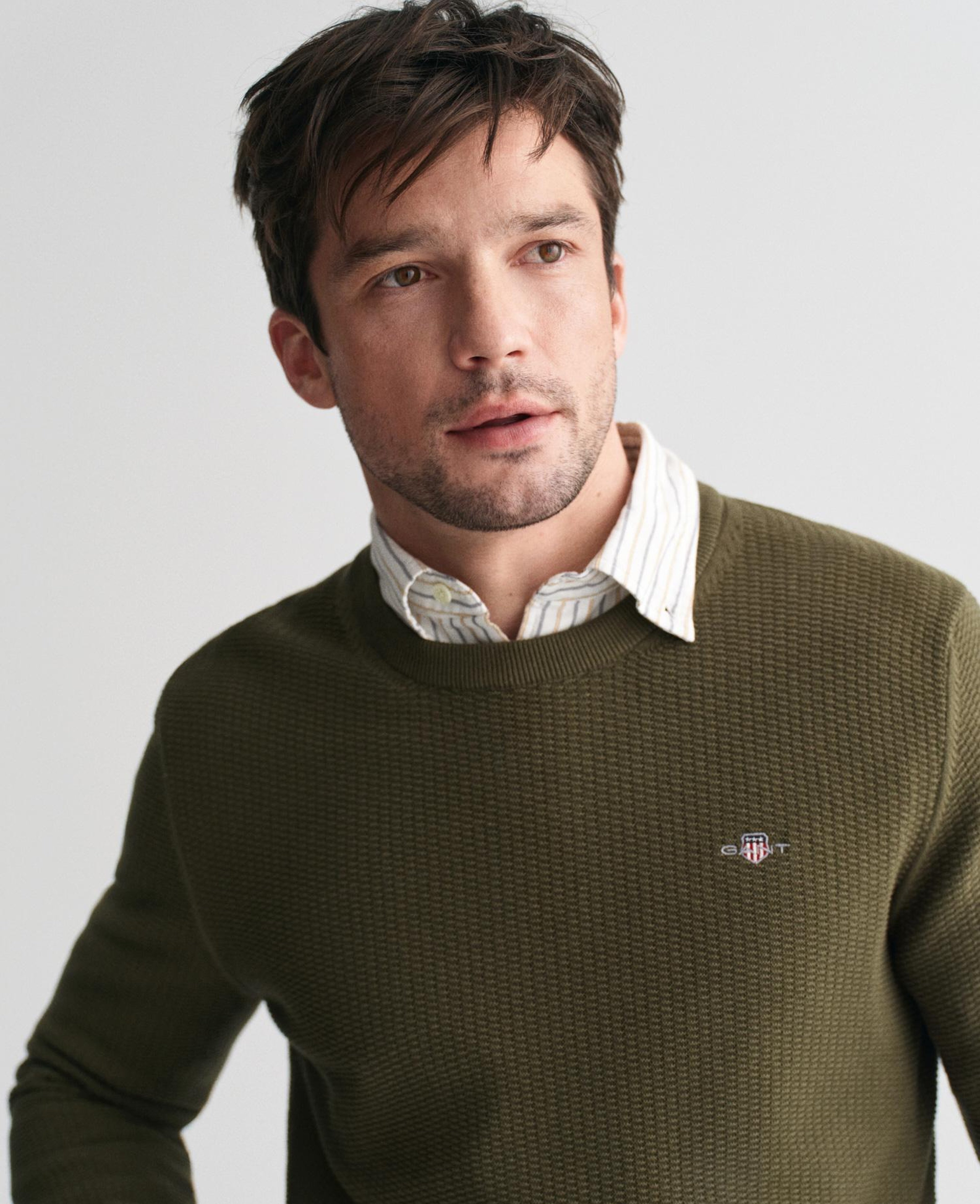 GANT Erkek Yeşil Regular Fit Bisiklet Yaka Kazak