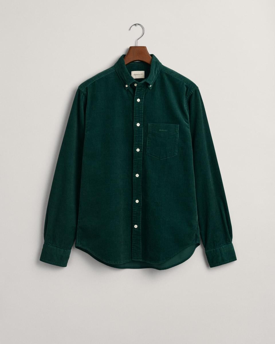 GANT Erkek Yeşil Regular Fit Düğmeli Yaka Kadife Gömlek