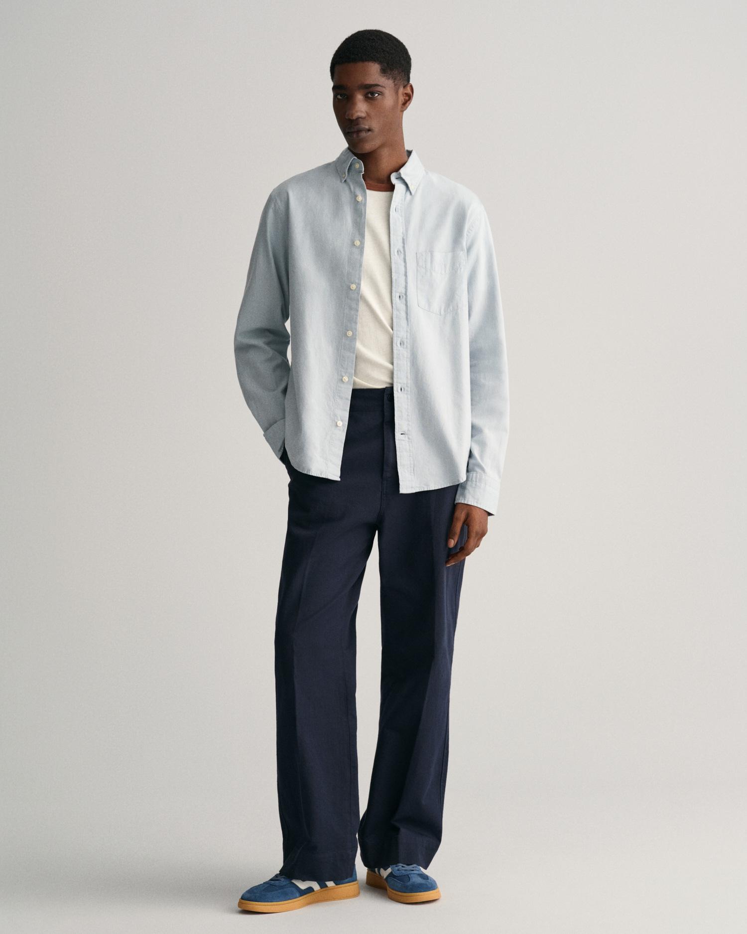 GANT Erkek Mavi Regular Fit Düğmeli Yaka Oxford Gömlek