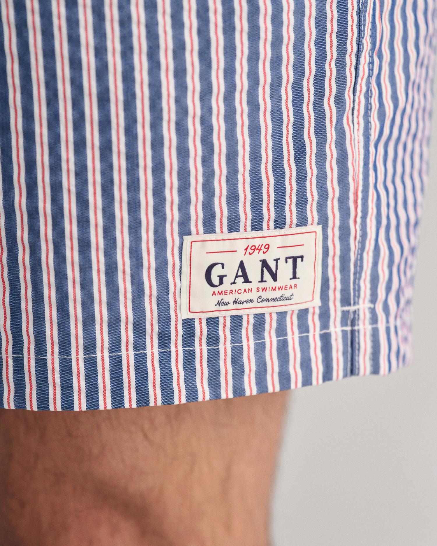 GANT Erkek Mavi Regular Fit Çizgili Deniz Şortu