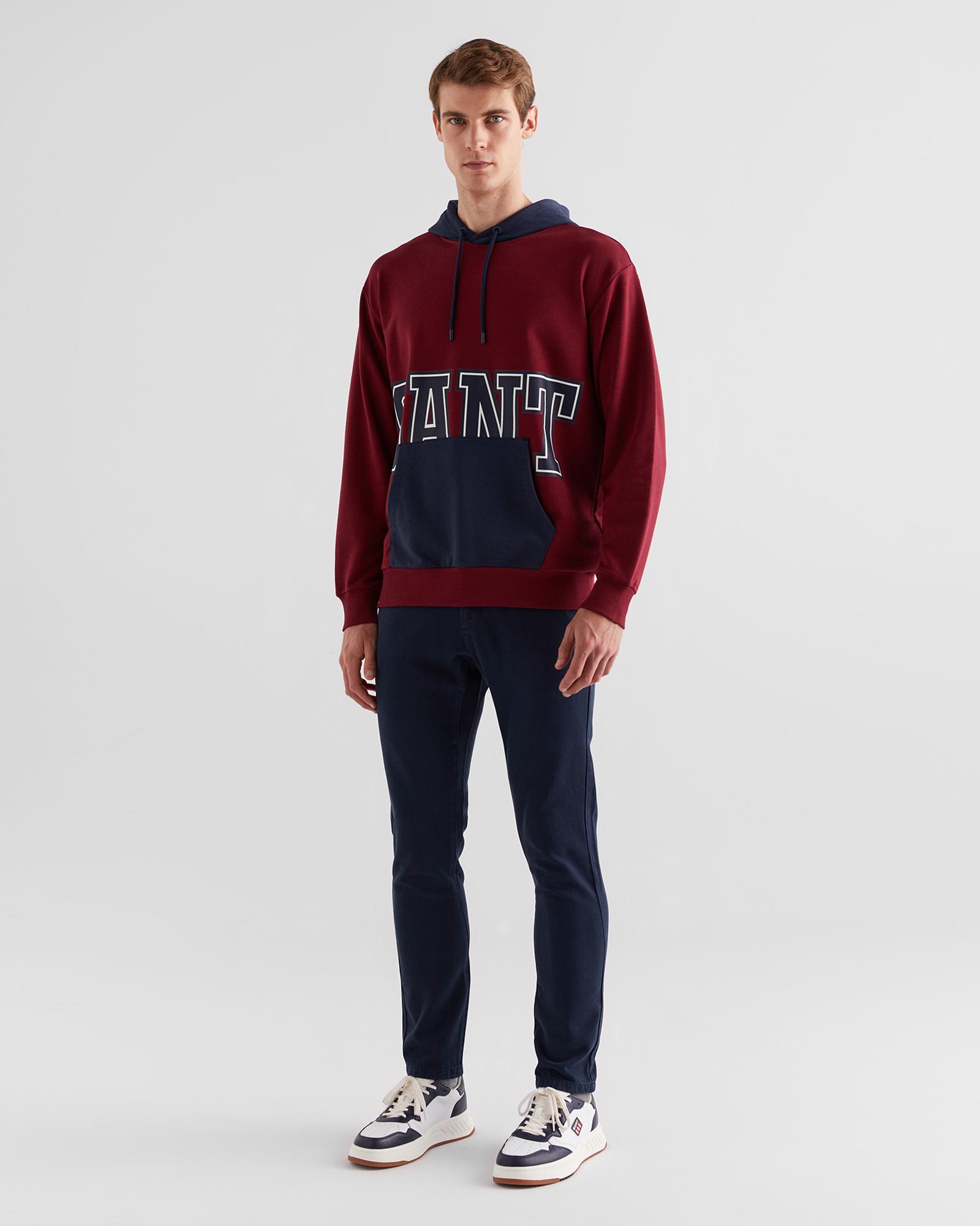 GANT Erkek Bordo Regular Fit Kapüşonlu Logolu Sweatshirt