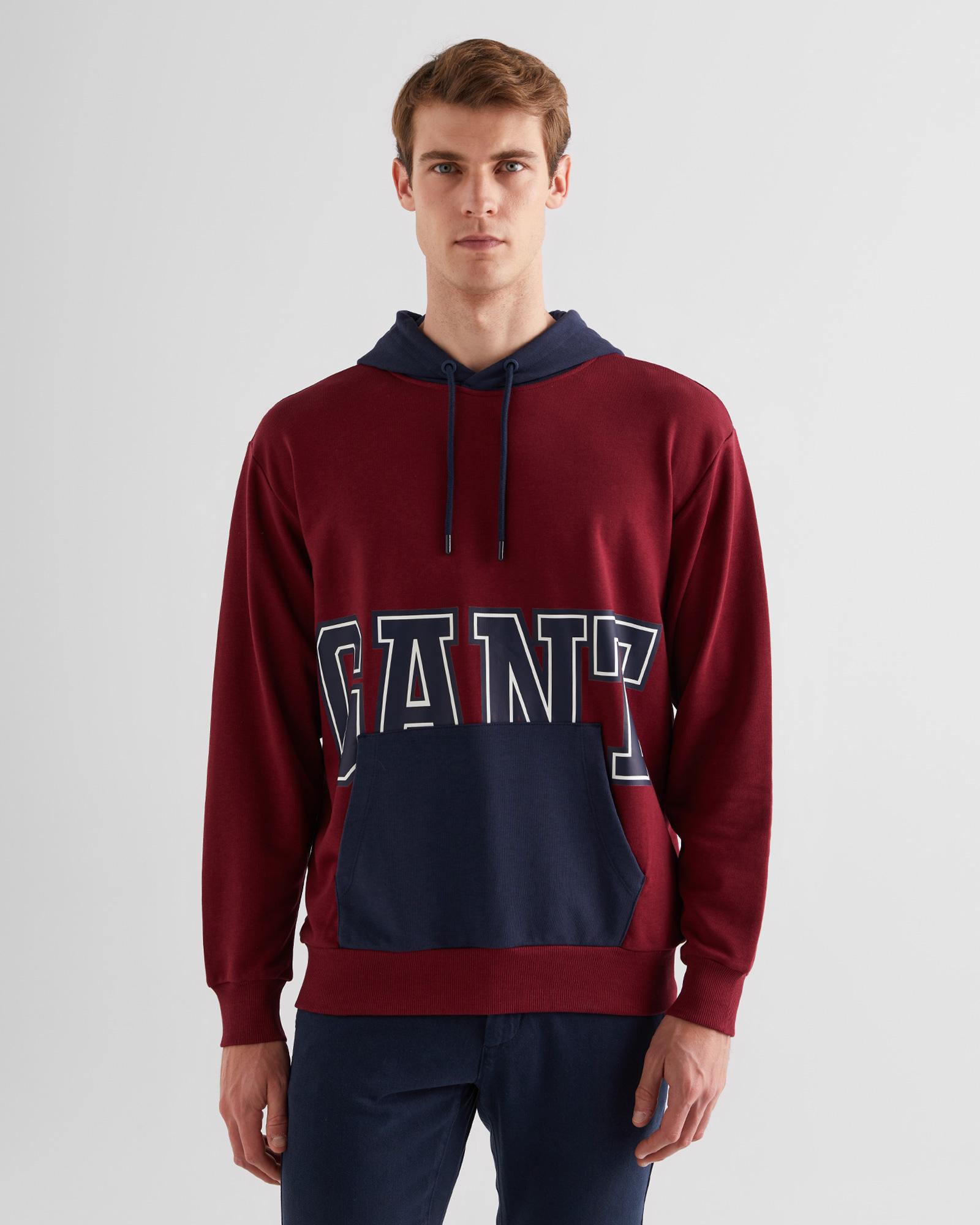 GANT Erkek Bordo Regular Fit Kapüşonlu Logolu Sweatshirt