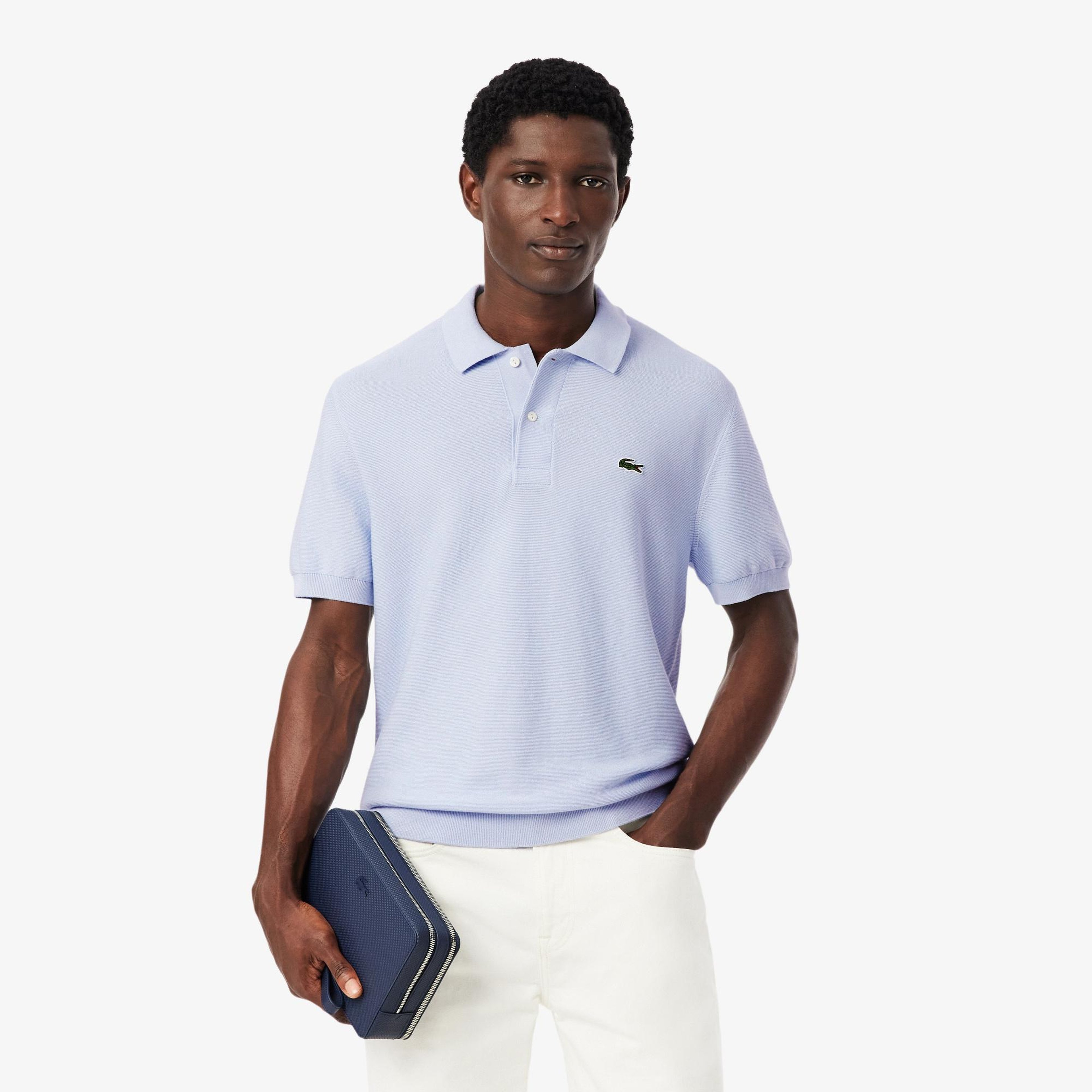 Lacoste Erkek Classic Fit Kısa Kollu Polo Yaka Açık Mavi Triko
