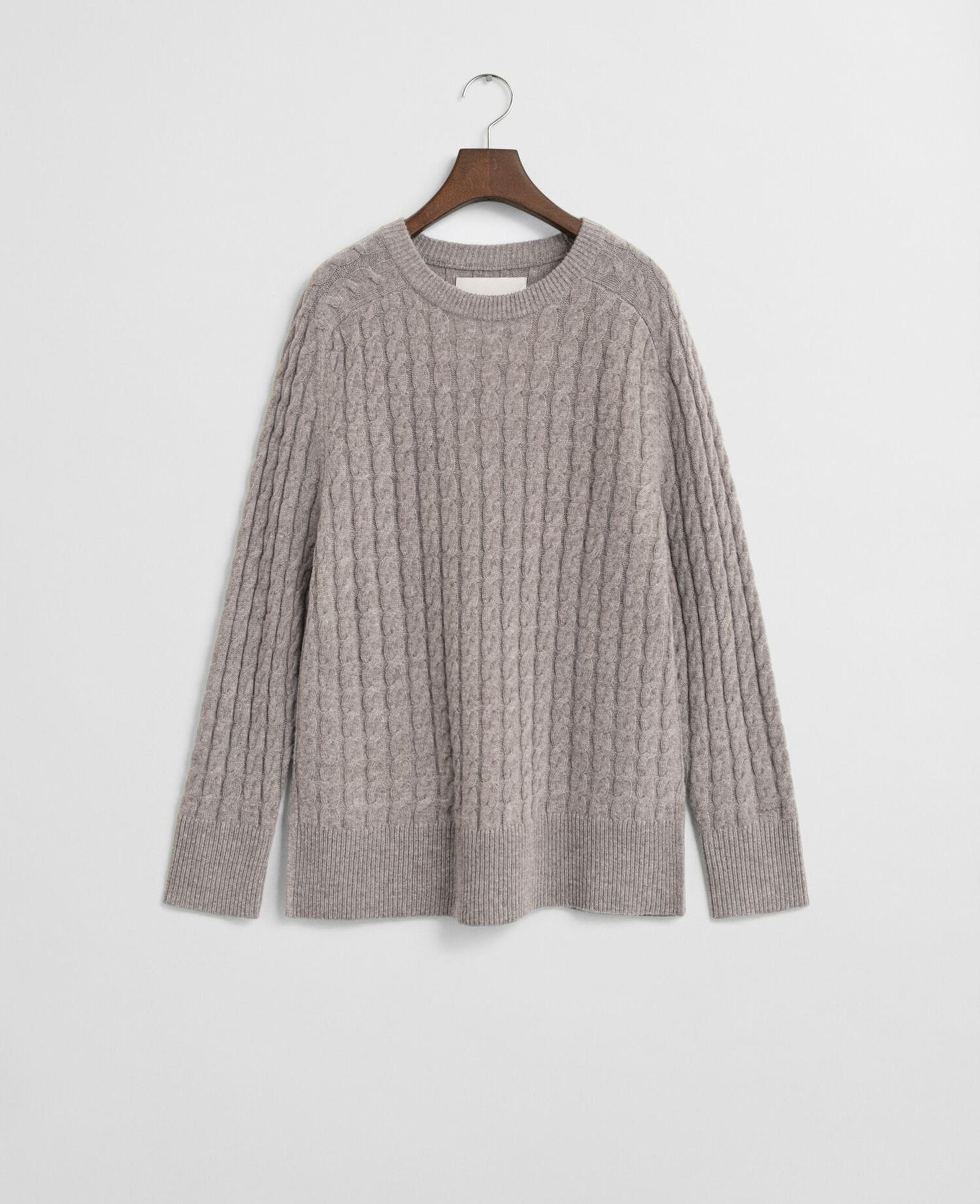 GANT Kadın Bej Relaxed Fit Bisiklet Yaka Yün Karışımlı Triko