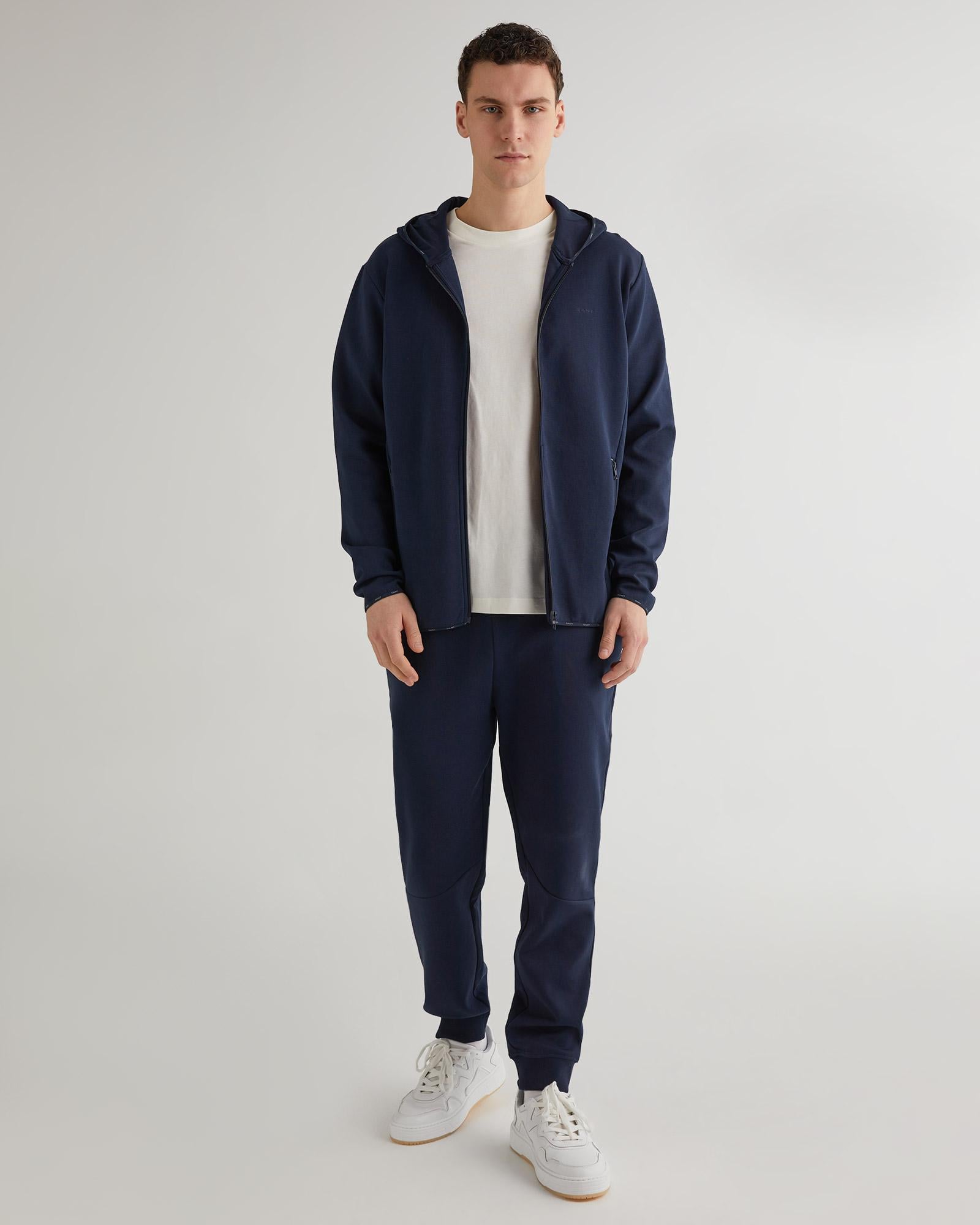 GANT Erkek Lacivert Regular Fit Fermuarlı Logolu Sweatshirt
