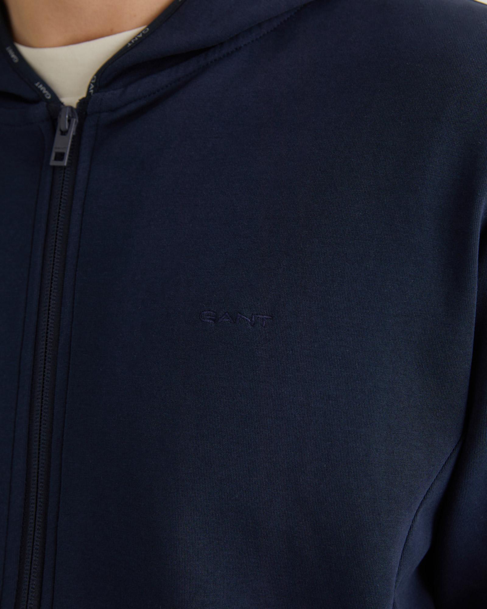 GANT Erkek Lacivert Regular Fit Fermuarlı Logolu Sweatshirt