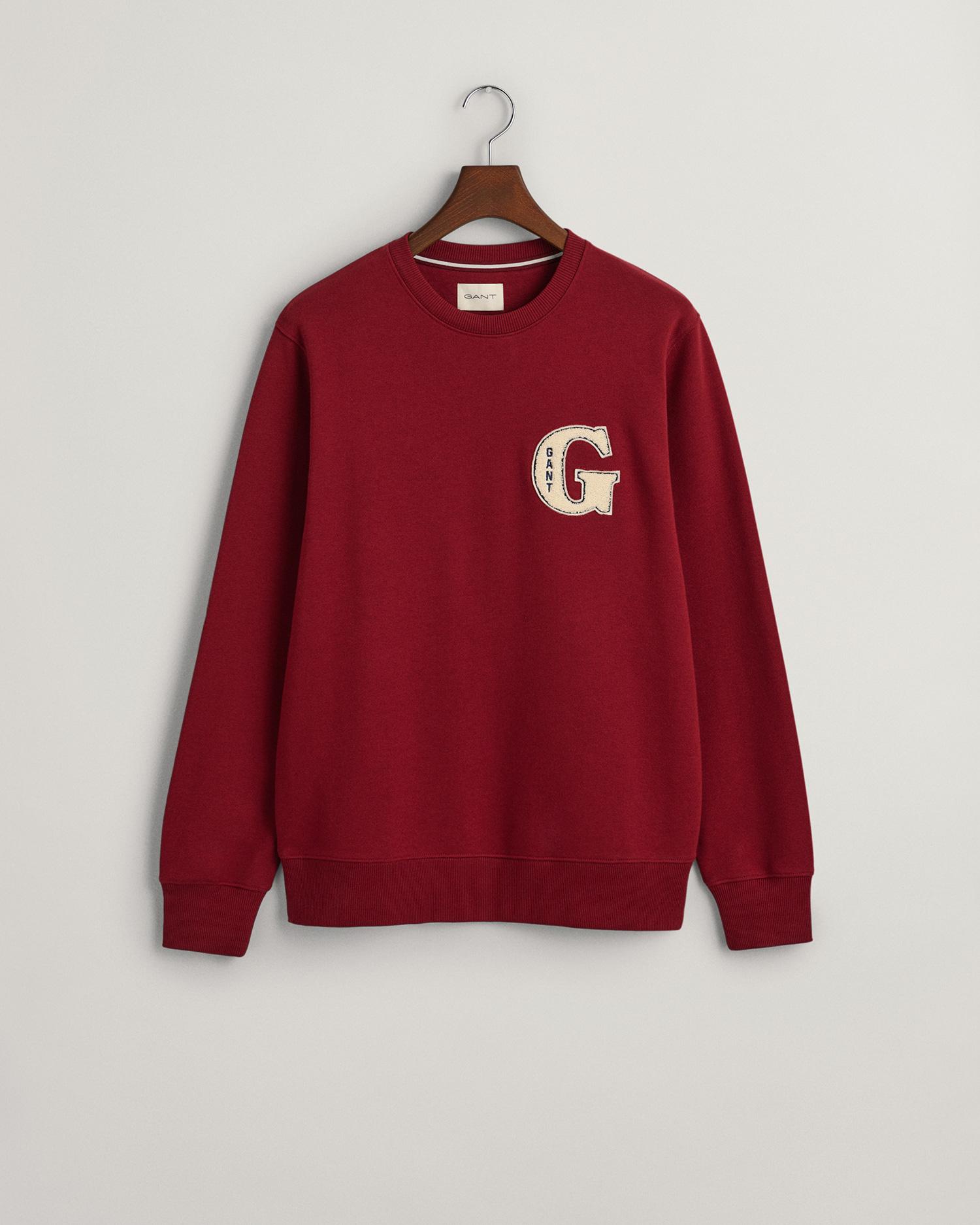 GANT Erkek Bordo Regular Fit Bisiklet Yaka Logolu Sweatshirt