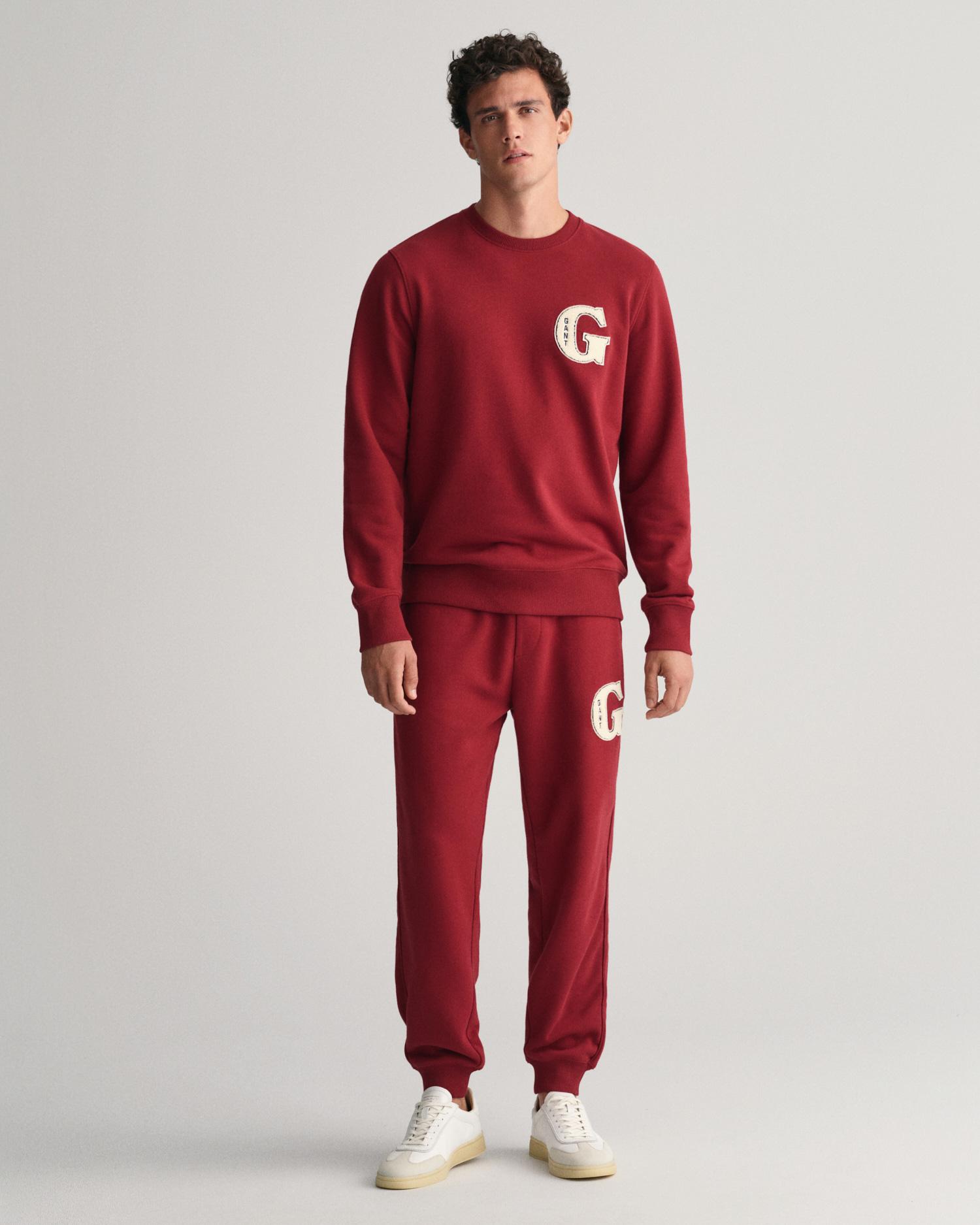 GANT Erkek Bordo Regular Fit Bisiklet Yaka Logolu Sweatshirt