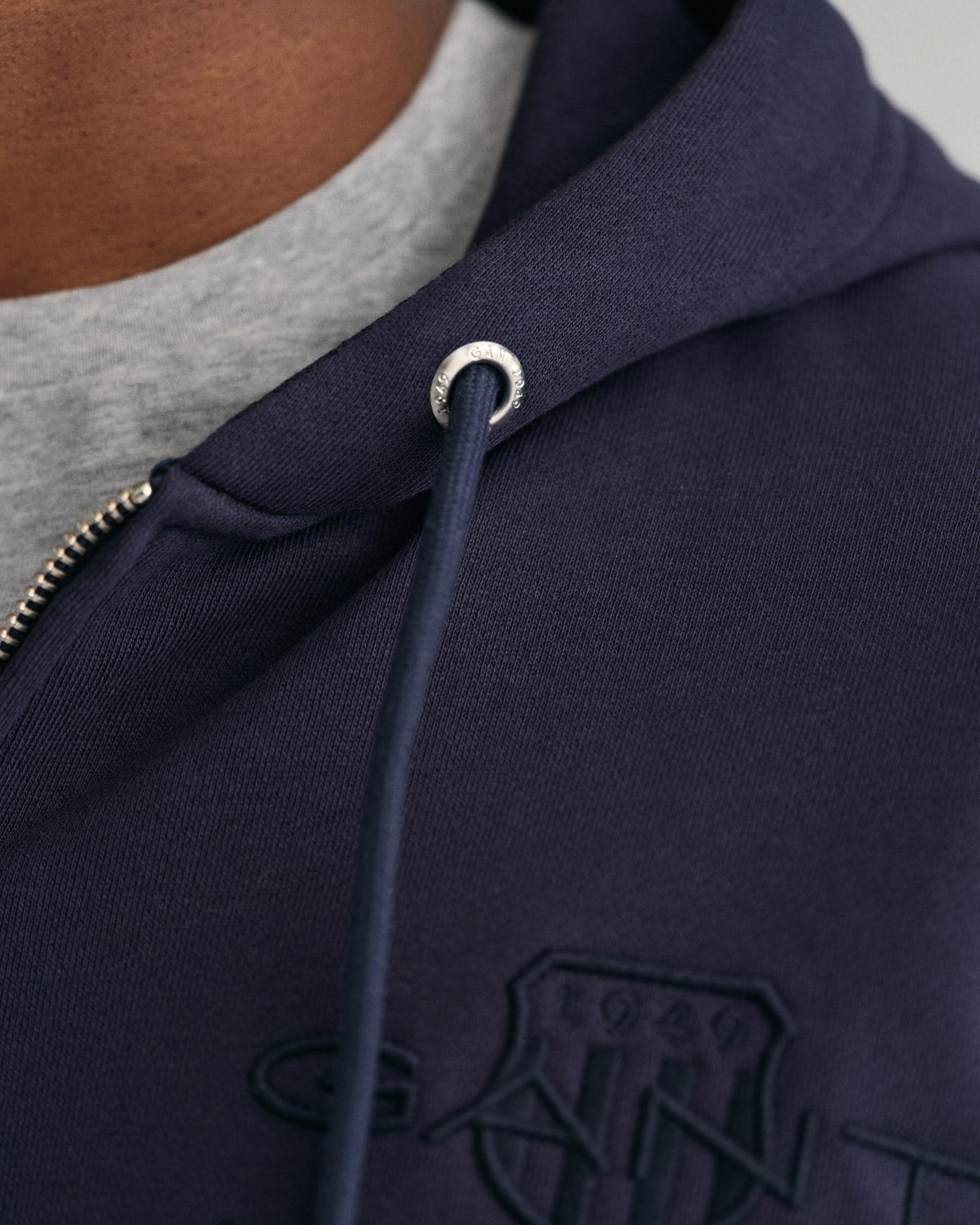 GANT Erkek Lacivert Regular Fit Kapüşonlu Logolu Sweatshirt