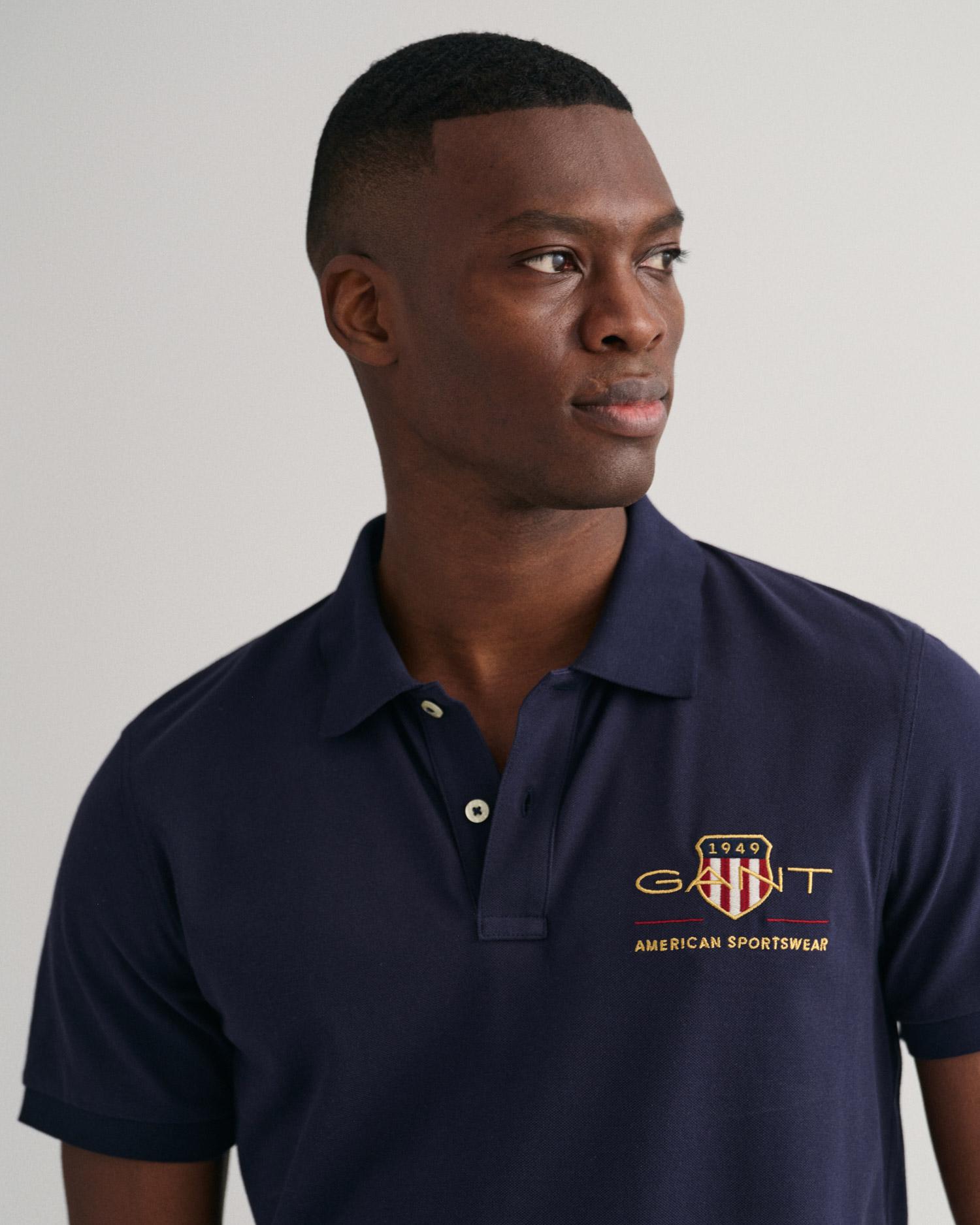 GANT Erkek Lacivert Regular Fit Logolu Polo