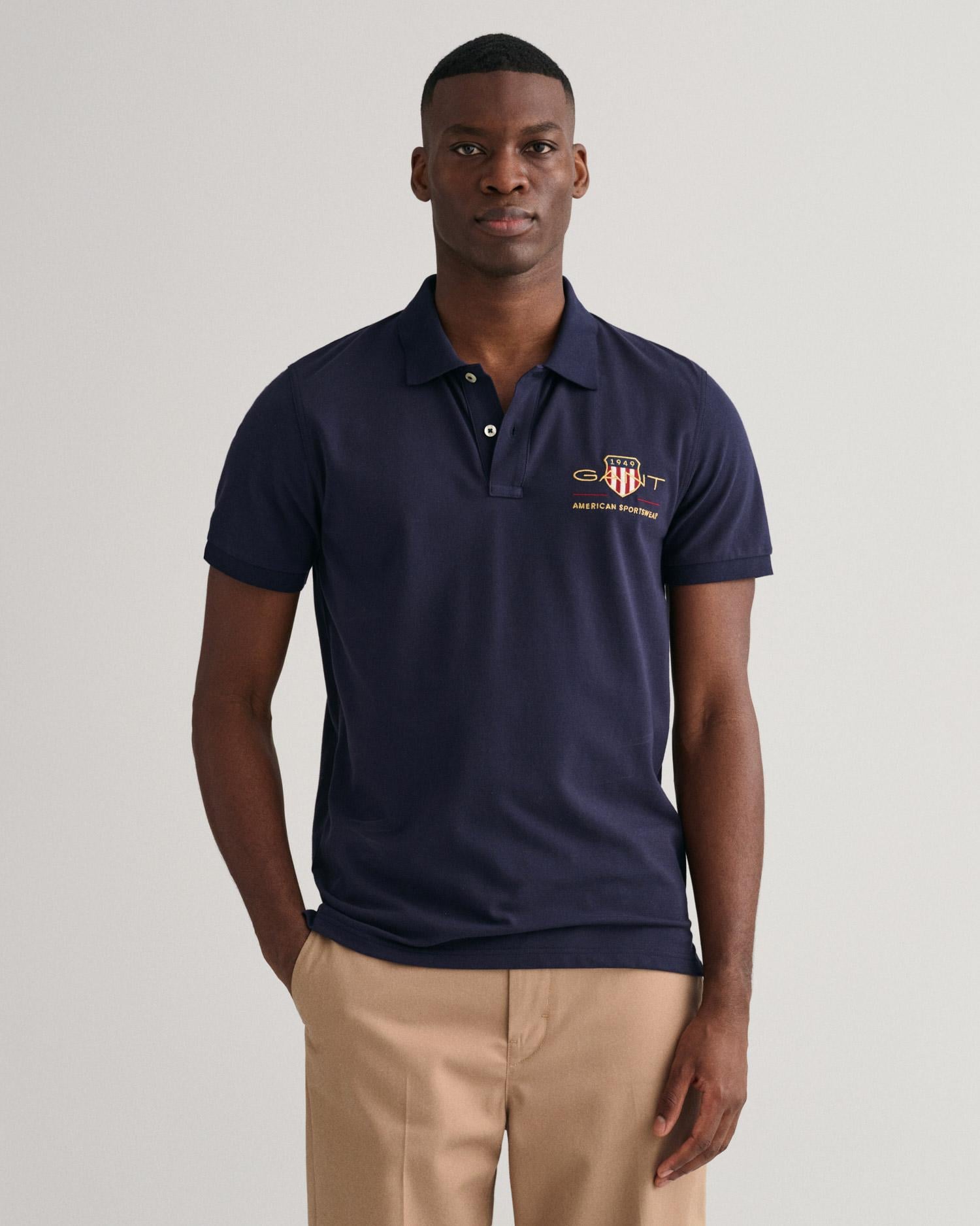 GANT Erkek Lacivert Regular Fit Logolu Polo