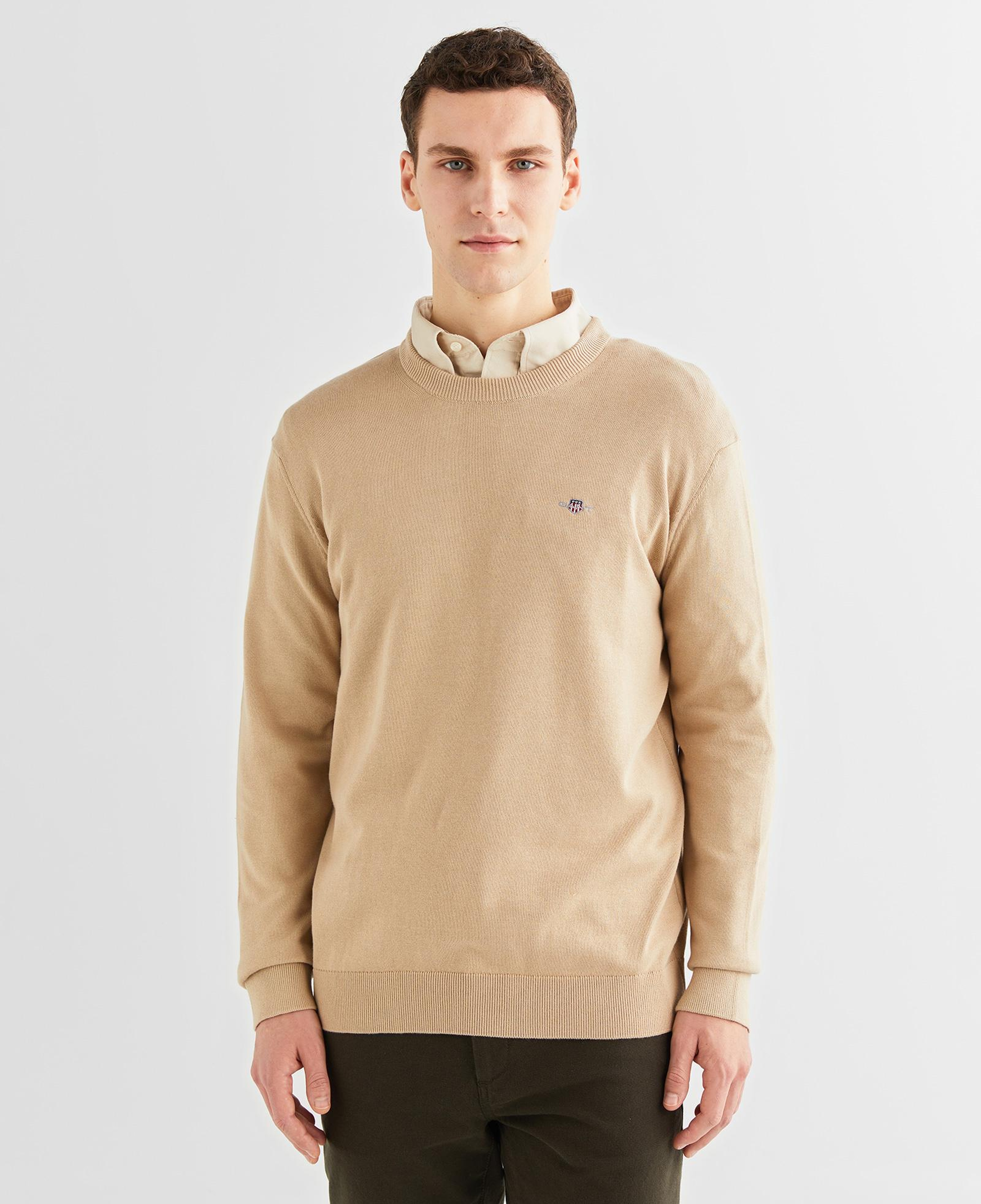 GANT Erkek Bej Regular Fit Bisiklet Yaka Kazak
