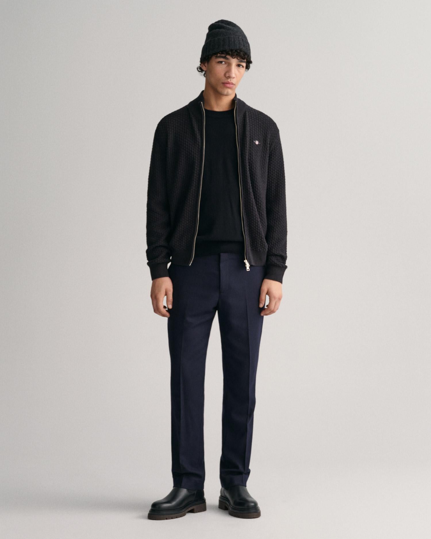 GANT Erkek Gri Regular Fit Fermuarlı Hırka