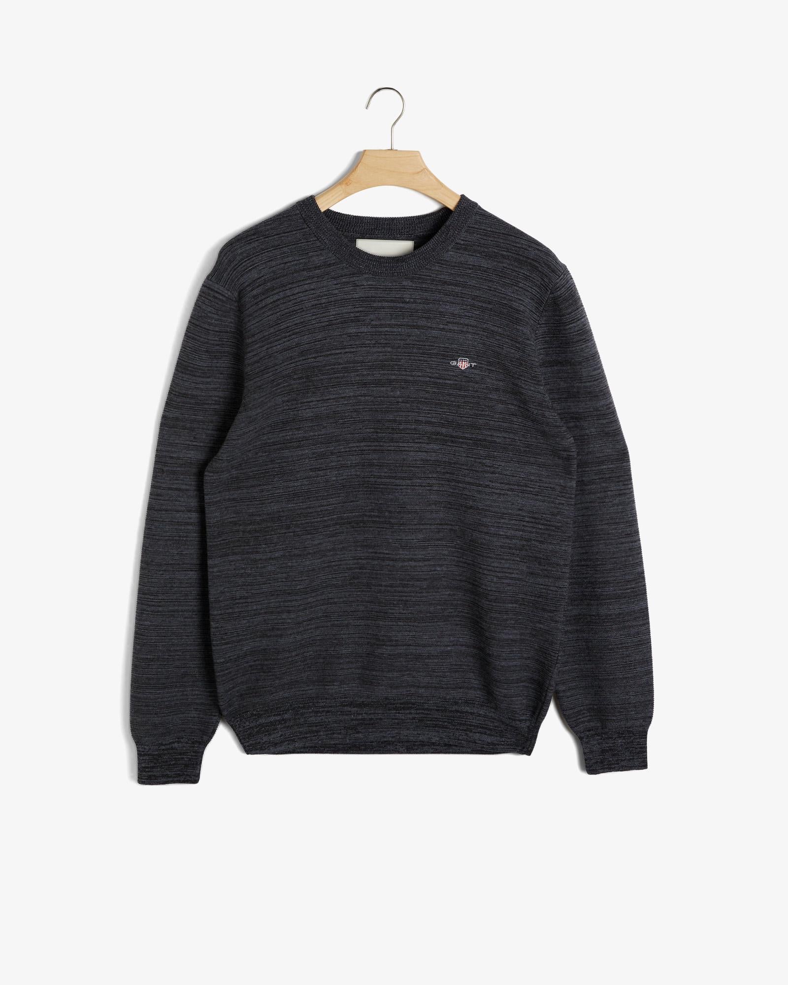 GANT Erkek Gri Regular Fit Bisiklet Yaka Logolu Kazak