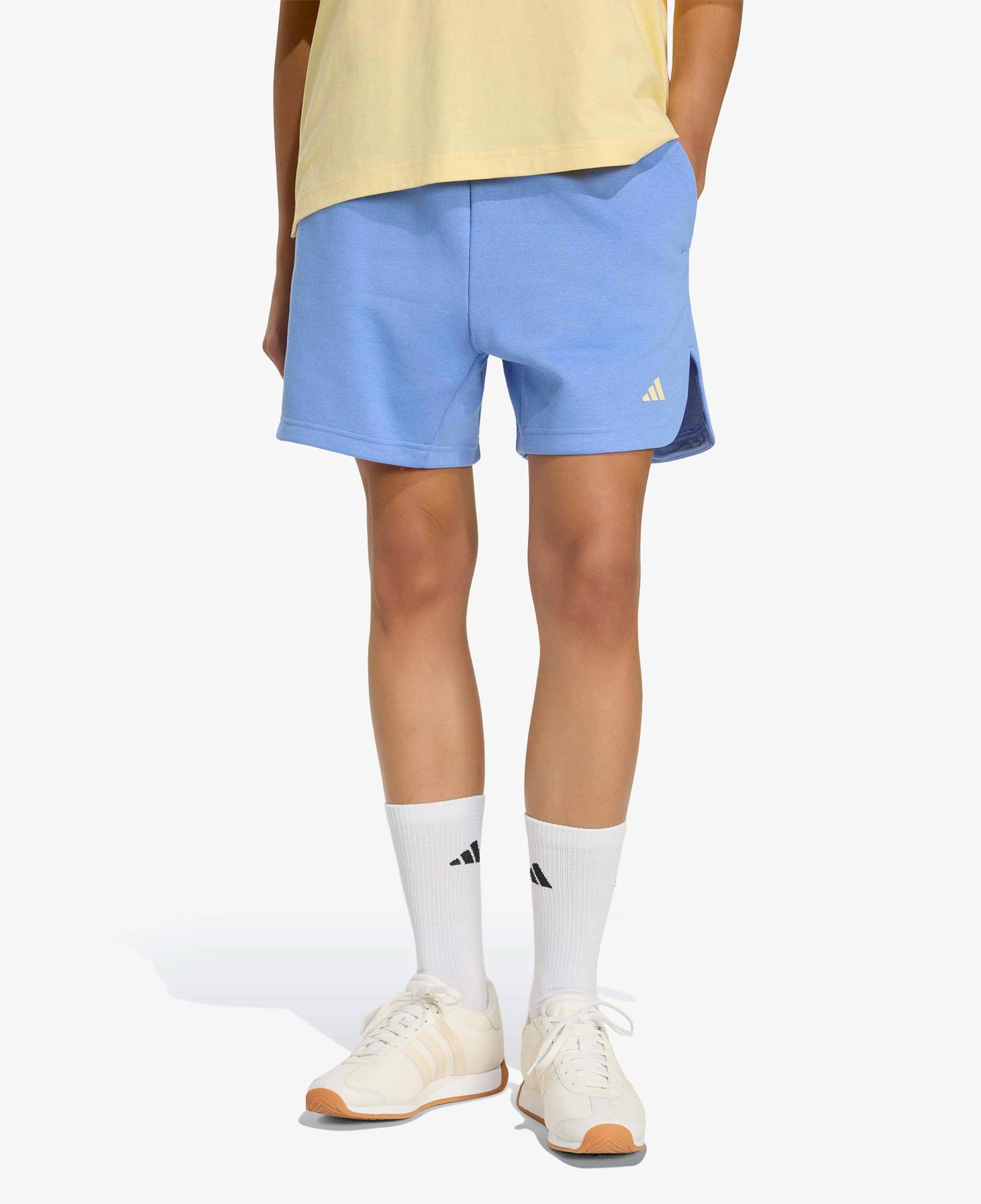 adidas 3 Stripes Studio Polar Kadın Mavi Antrenman Şortu
