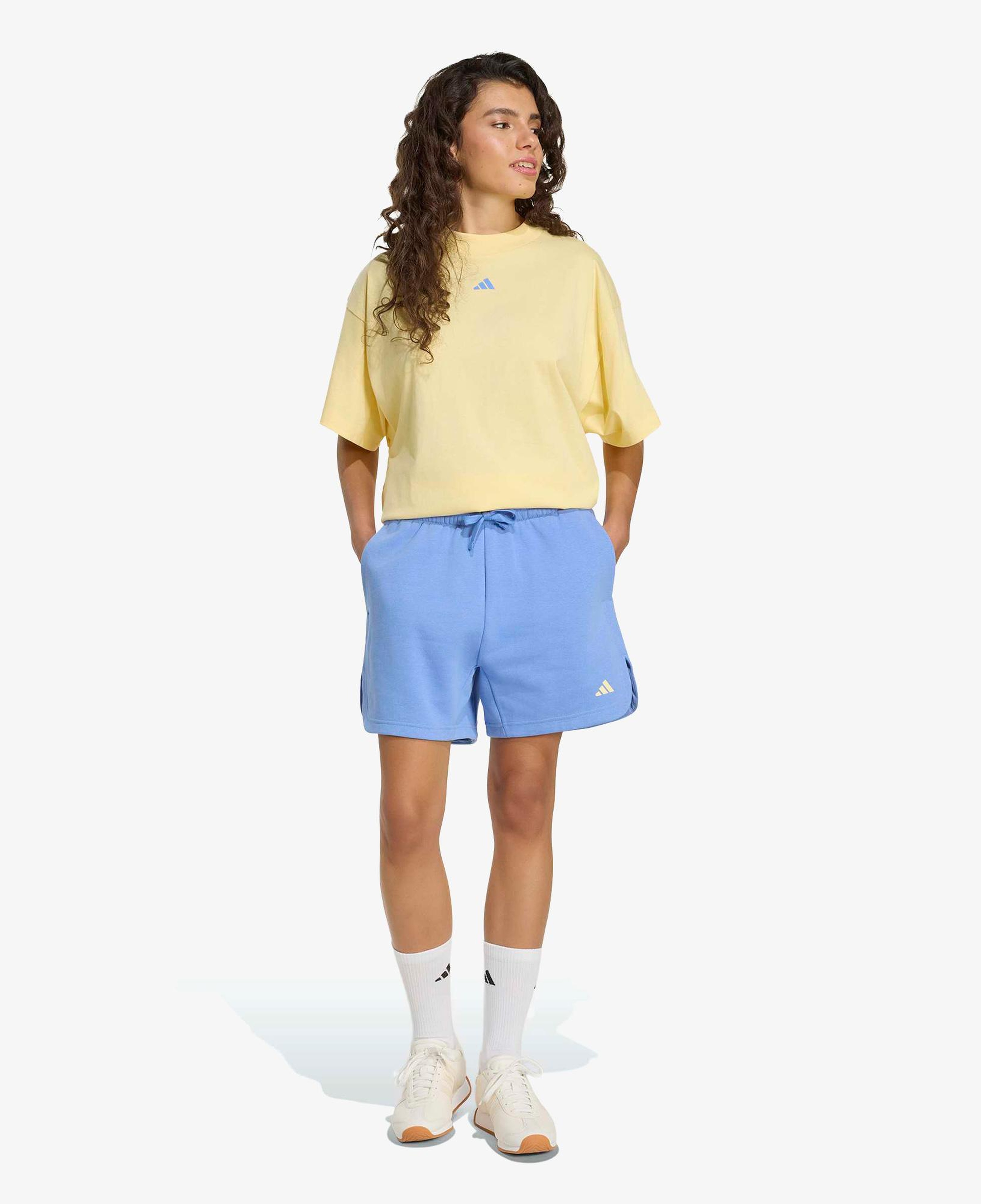 adidas 3 Stripes Studio Polar Kadın Mavi Antrenman Şortu