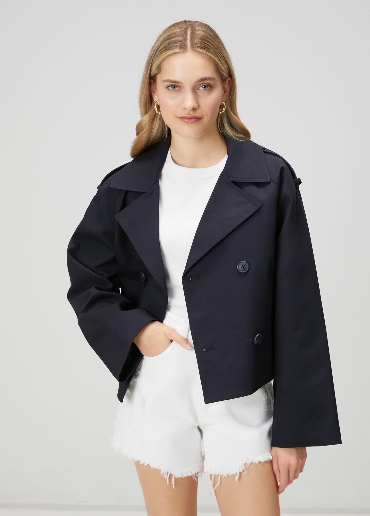 Beymen Club Kadın Lacivert Apoletli Twill Mont