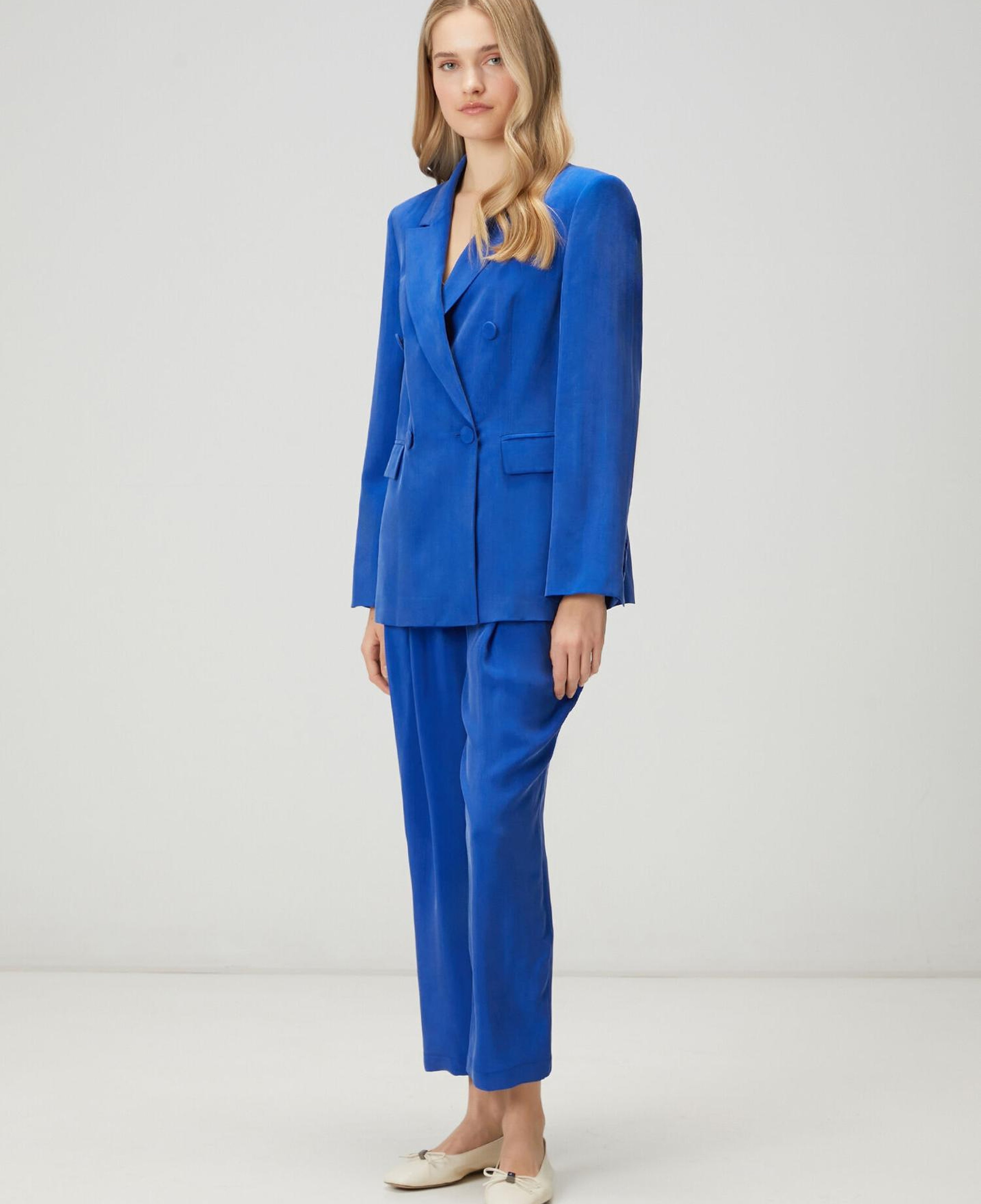 Beymen Club Kadın Mavi Kruvaze Cupro Blazer